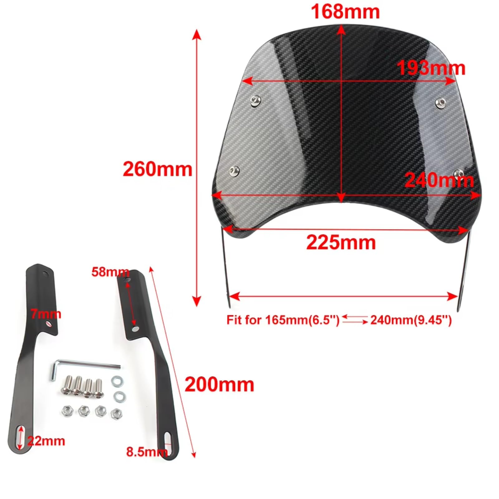Motocicletta Cupolino per CG125 per CG150 Moto Parabrezza Deflettore del per Vento Parabrezza Moto Deflettore del per Vento Moto Clip sul Parabrezza