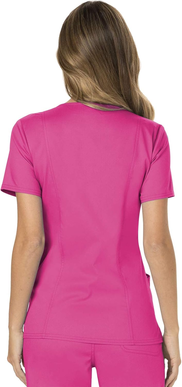 Mock Wrap Scrubs for Women Workwear Revolution, Soft Stretch, Easy Care WW610 X-Small Electric Pink