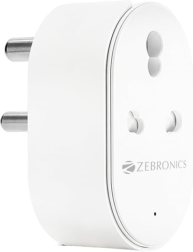 Zebronics ZEB-SP116, Smart Wi-Fi Plug Compatible with Google Assistant & Alexa, Supports Upto 16A and Comes with a Dedicat...