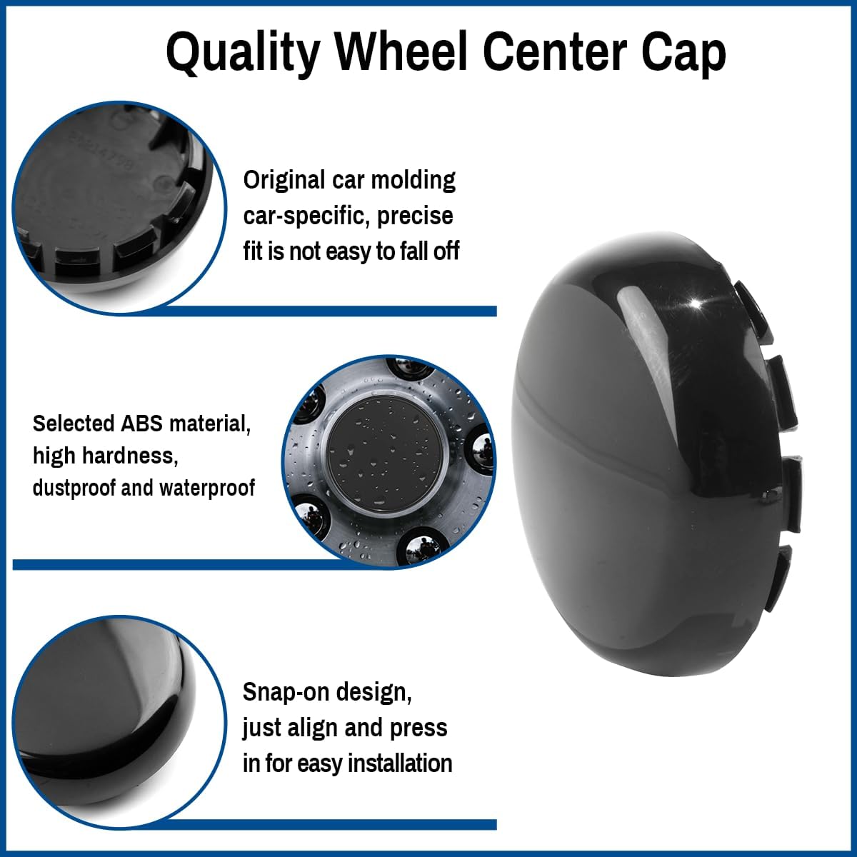 77.5MM 3.05Inch Wheel Center Caps for 1995-2005 Chevy Blazer S10 Rim Hubcap Replacement Covers PN: 15661030 15708890, 4 Pack, Black