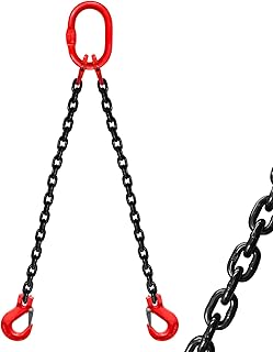 2 Ton Chain Sling 1/4 Inch x 5 Ft Lifting Chains 2 Legs Industrial Grab Hooks 4400LBS Capacity Lifting Slings G80 Alloy Steel Engine Chain Hoist Lifts for Cargo Security Towing and Handling