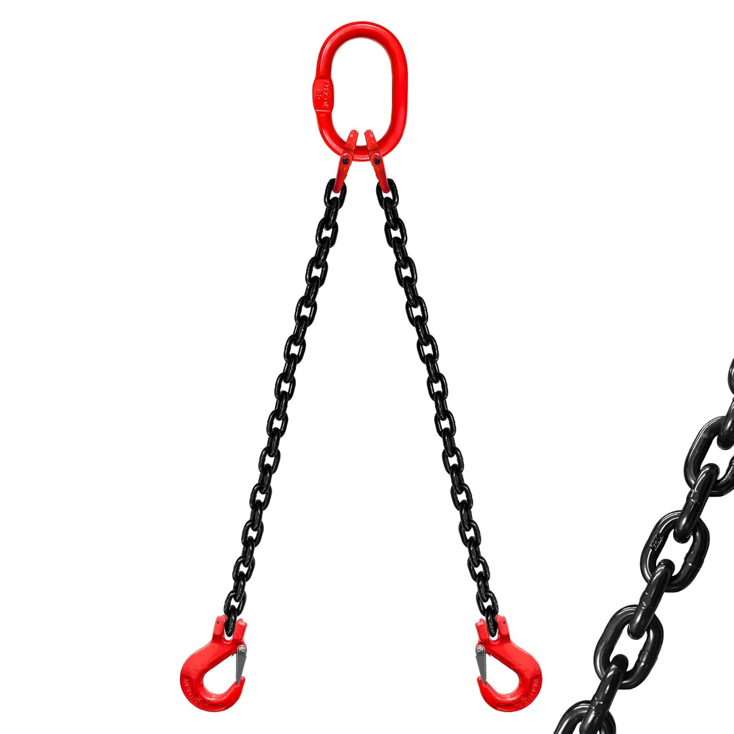 2 Ton Chain Sling 1/4 in x 5 ft, 2-Leg G80 Alloy Steel Sling with Hooks
