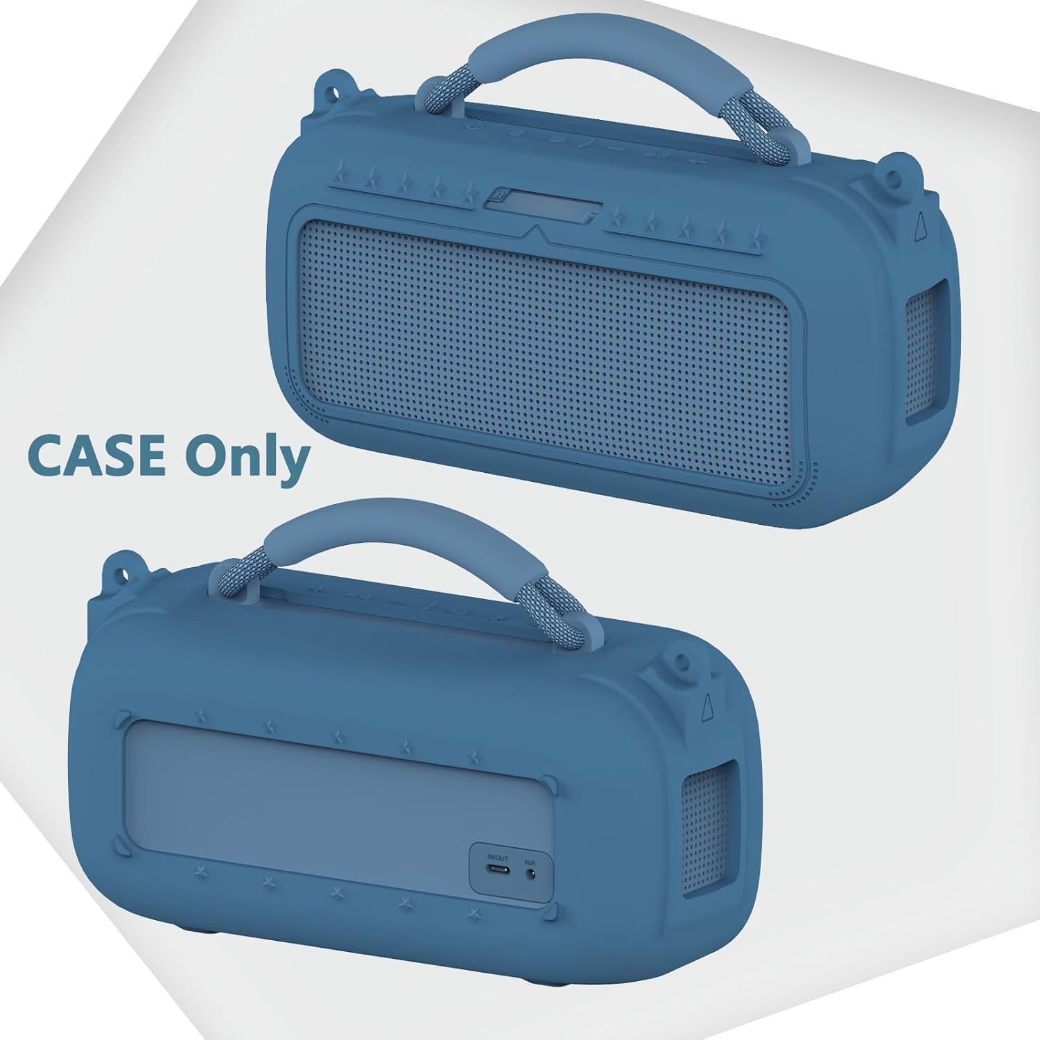 JCHPINE Silicone Cover and Hard Carrying Case for Bose SoundLink Max Portable Speaker, Protective Travel Case for SoundLink Max Speaker Accessories with Shoulder Strap (Blue)