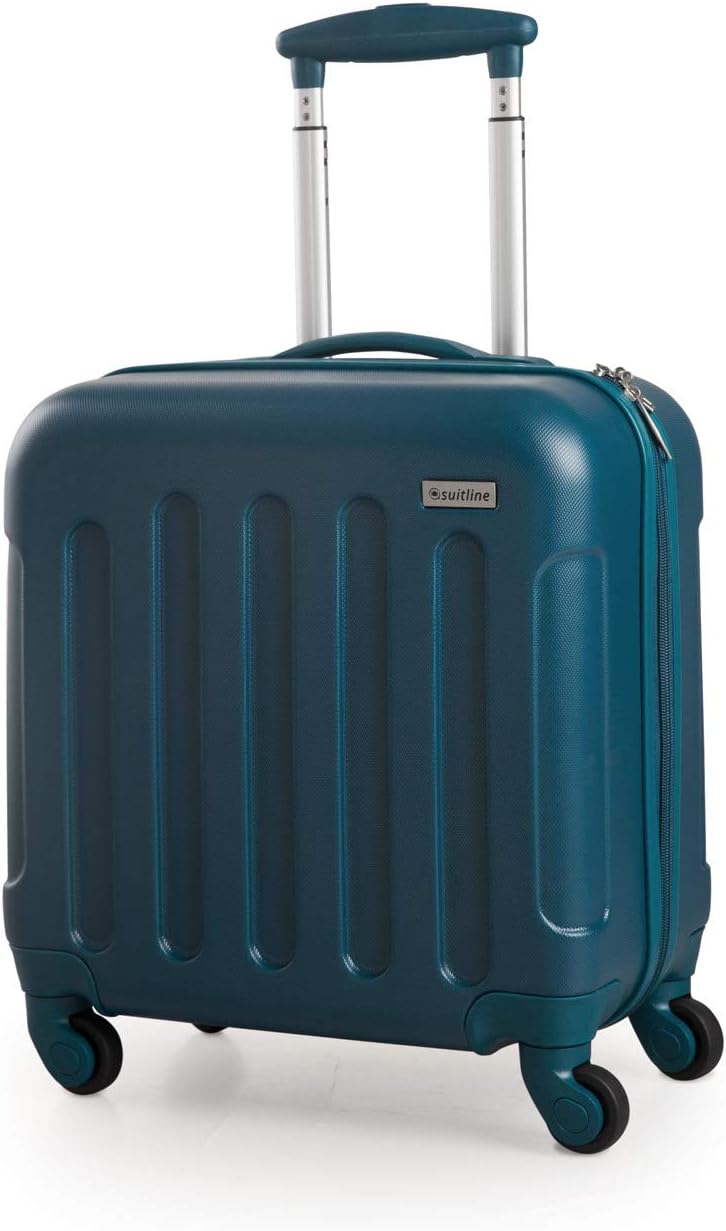 Suitline S3 – Hard Shell Roller Case, Pilot Trolley, Hand Luggage ABS, 46 cm, Blue Petrol