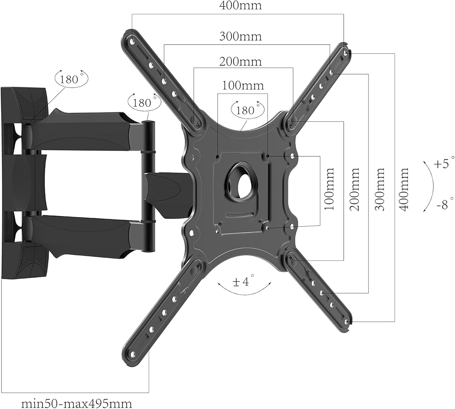 TV BRACKET GUYS Wall Mount for 2455 Inch Screens, VESA 100x100mm up to