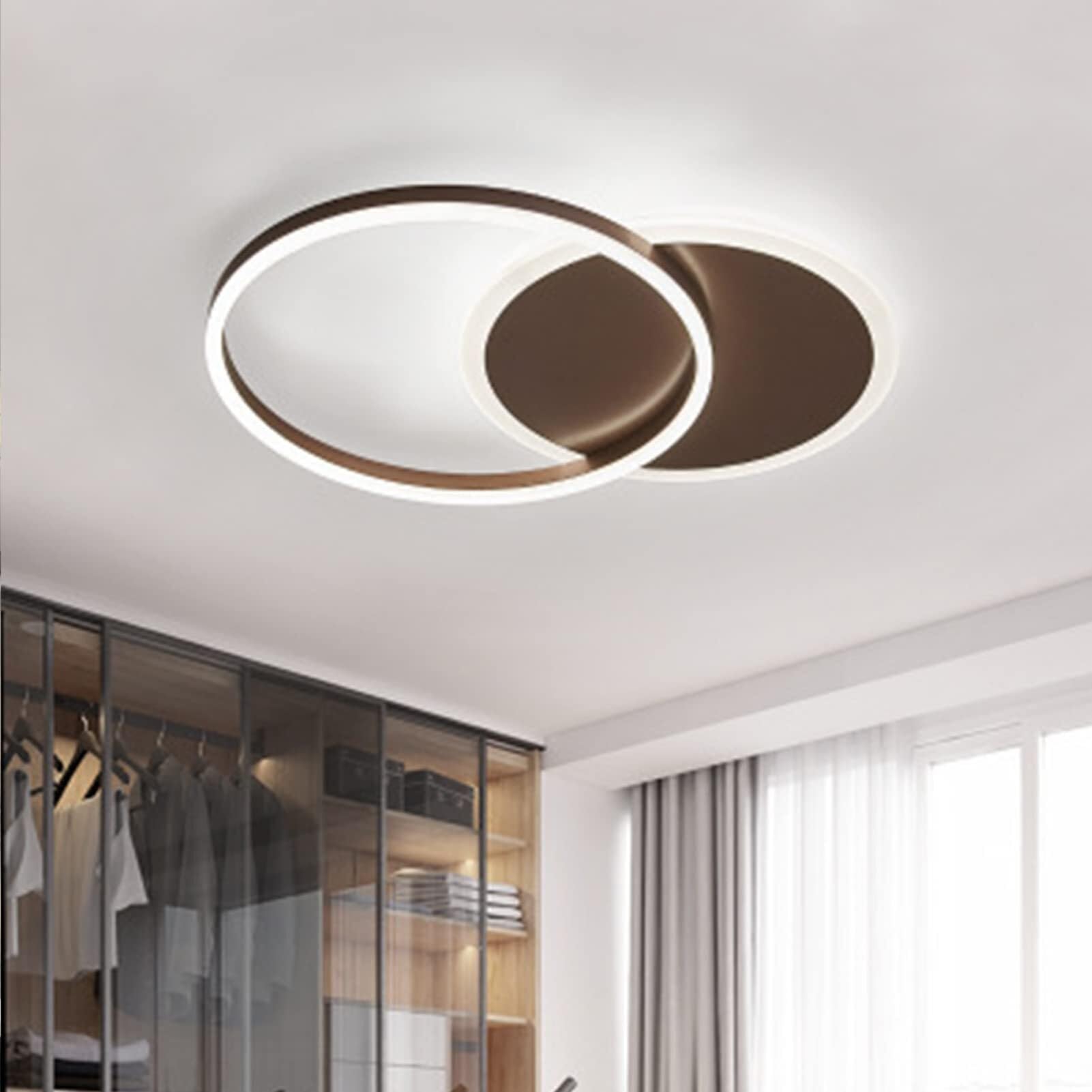 Chandelier plafond LED dimmable doré 5 têtes avec télécommande pour salon - 8