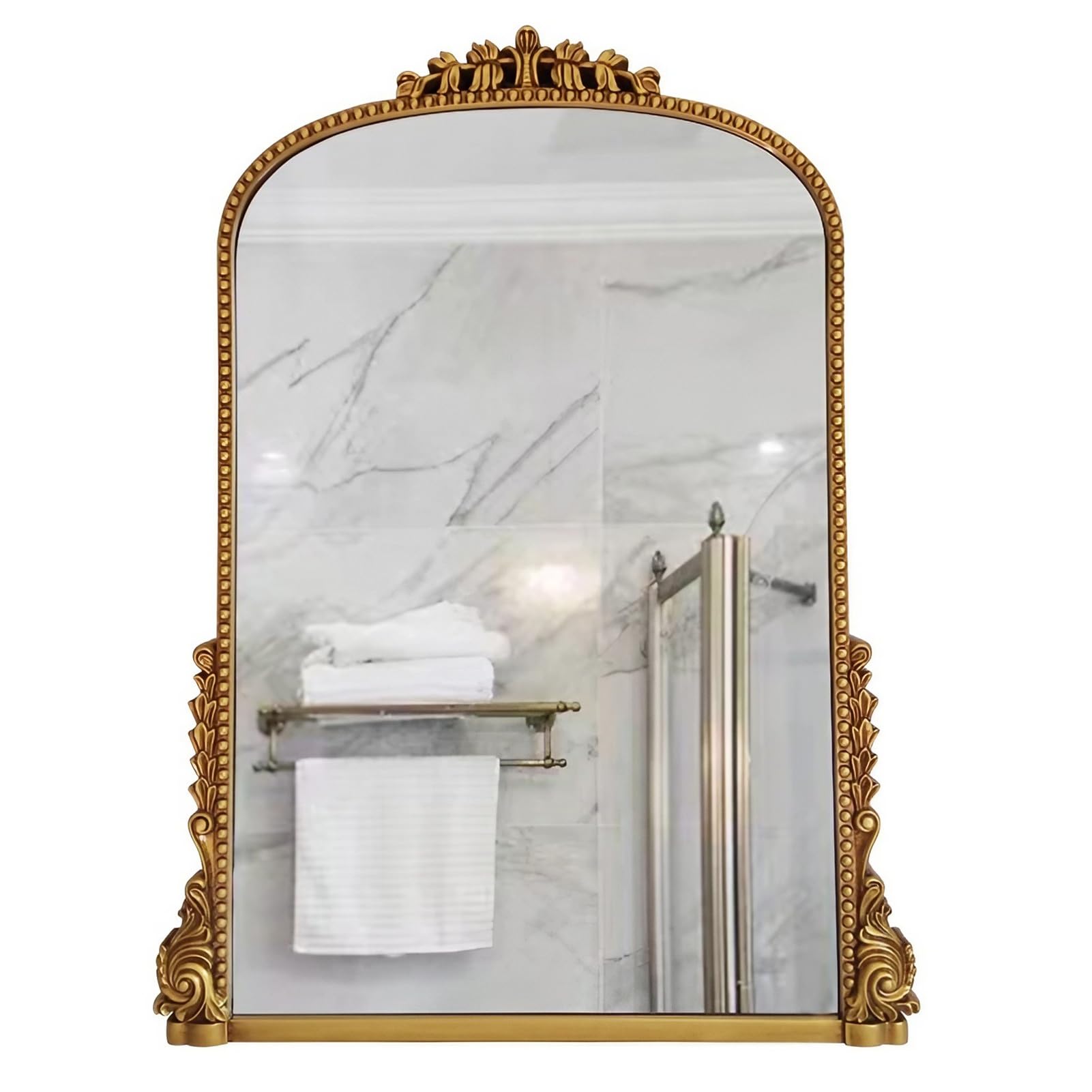 FGXHHS Antique Decorative Wall Mirror, 60×80 cm Vintage Bathroom Ornate Baroque Mirror for Entryway, Fireplace, Living Room,Bedroom