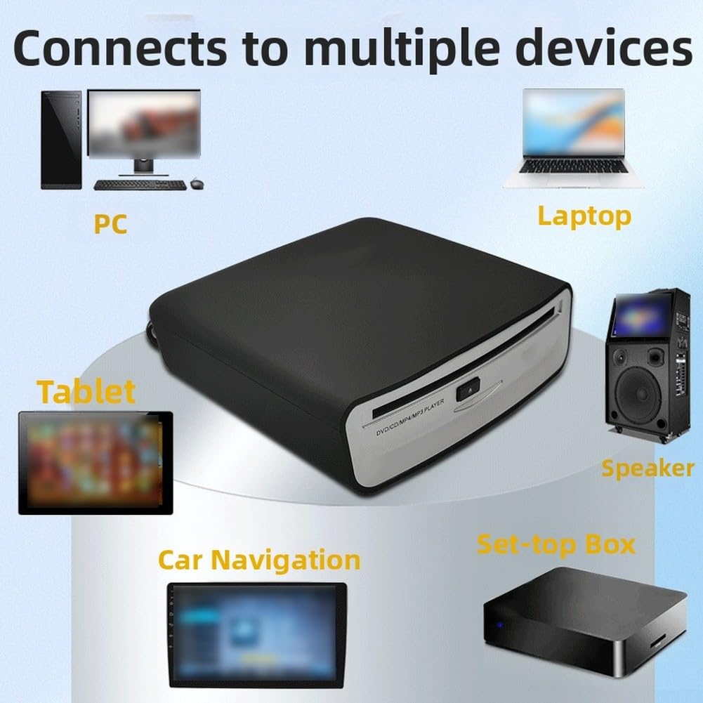 Lettore CD portatile con USB per computer portatile | Qualità del suono senza perdite, riproduzione precisa, porta USB, compatibile con laptop, finitura nera