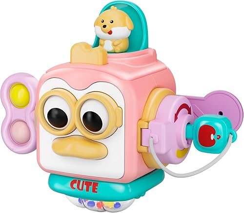 Miniatura 19 de Juguetes Montessori para niños de 1 año, juguetes sensoriales para niños de 1 a 3, actividades de viaje para bebés, cubo de tablero ocupado, Azul