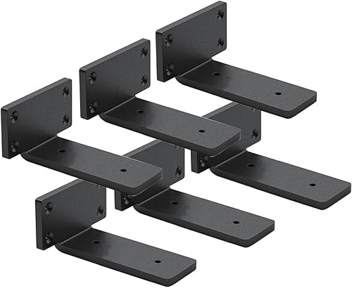 Miniatura 3 de Paquete de 4 soportes de estante flotantes de 6 pulgadas, soporte de estante oculto de 15 pulgadas de grosor, soportes de metal de hierro para