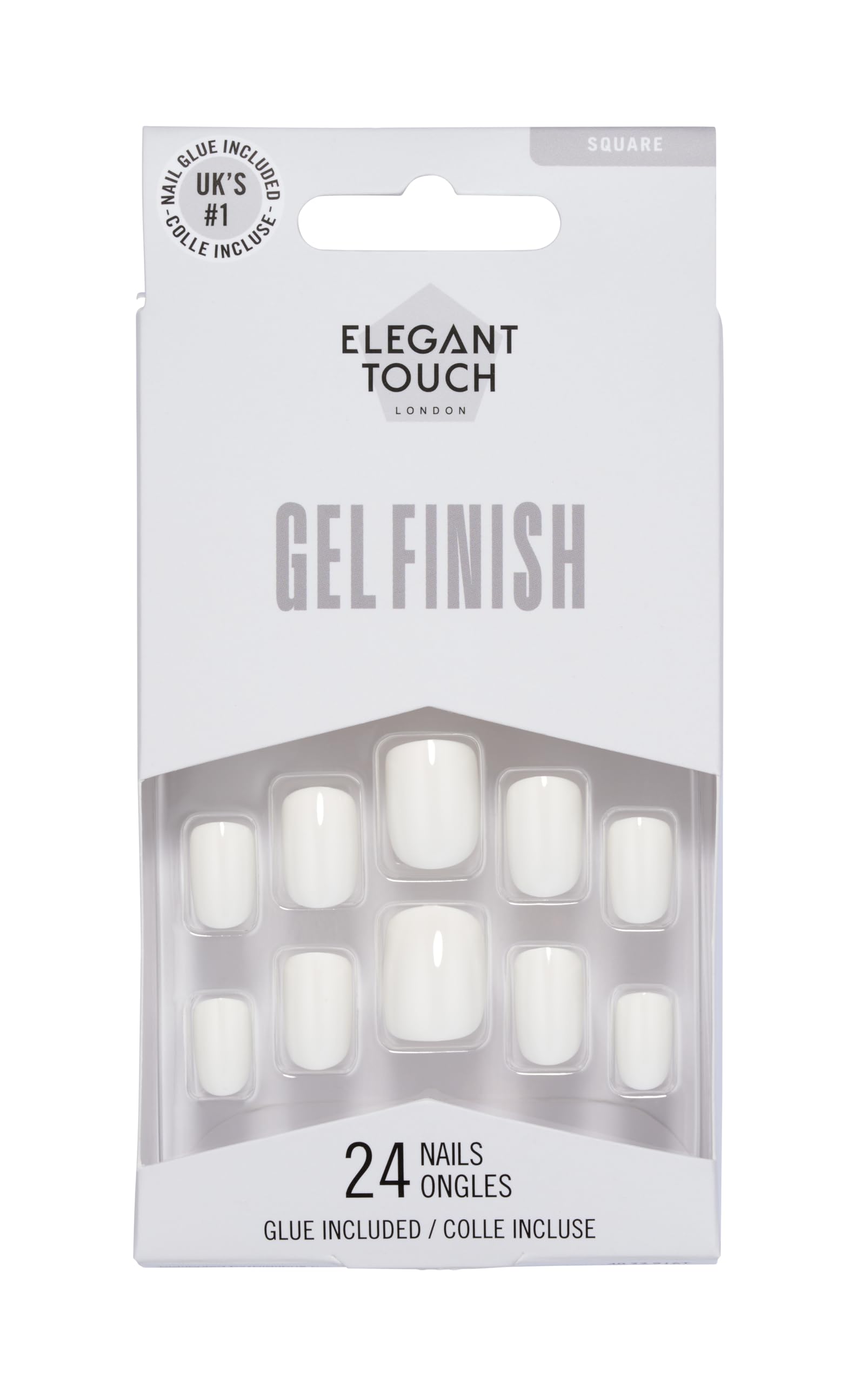 Elegant Touch False Nails Square Short Length - Cloud White