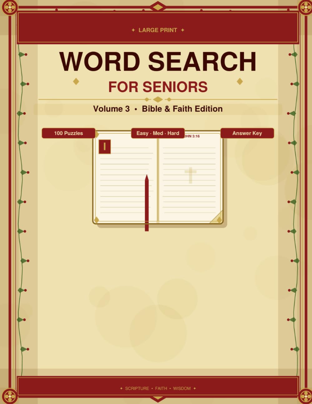 Large Print Word Search for Seniors: 100 Fun & Inspiring Large Print Puzzles with Answer Key — Bible & Faith Edition
