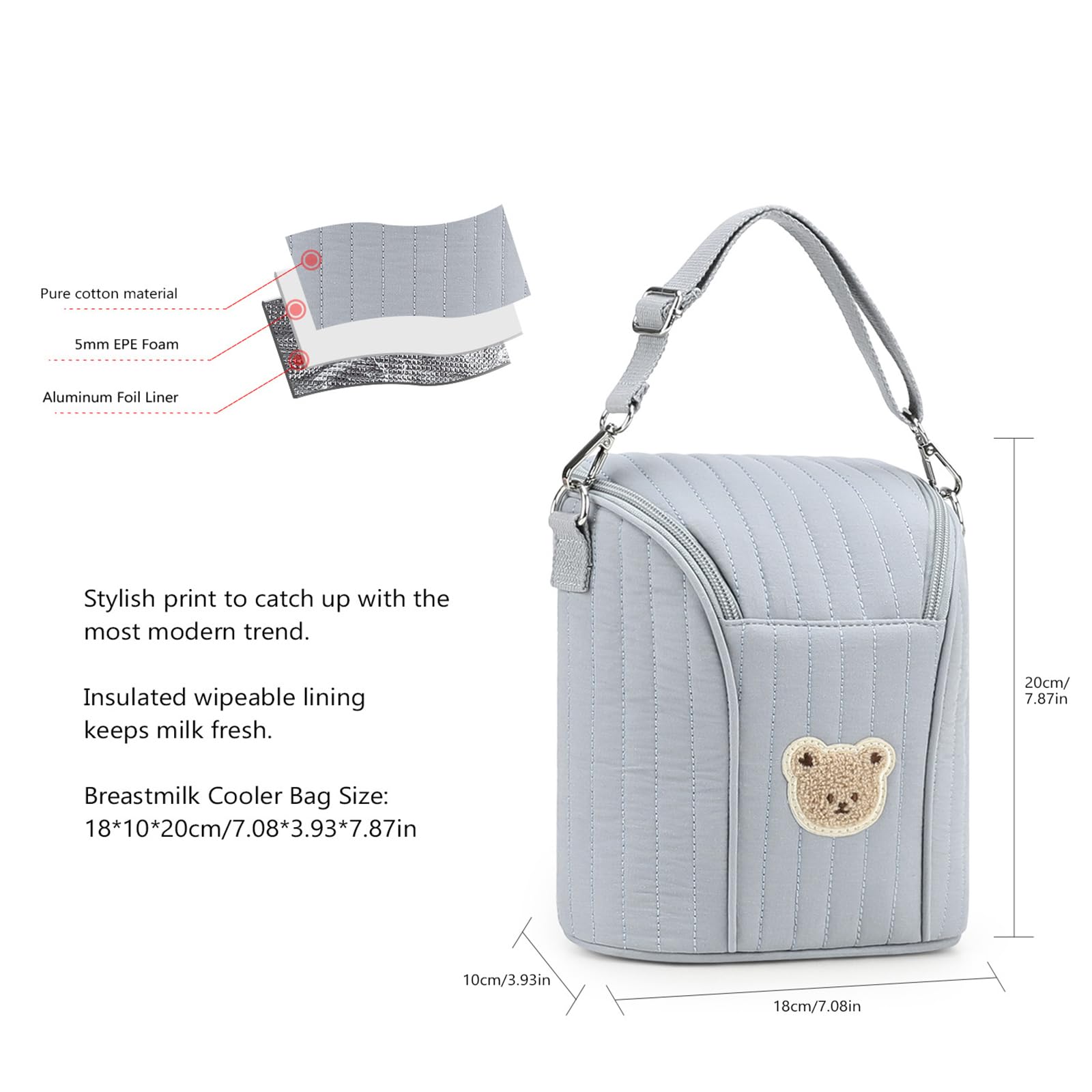 Baby - Bolsa isotérmica reutilizable para Biberón y Leche Maternal Bolsa de almacenamiento portátil para viaje, Azul+5+6, M, Bolsa de almacenamiento