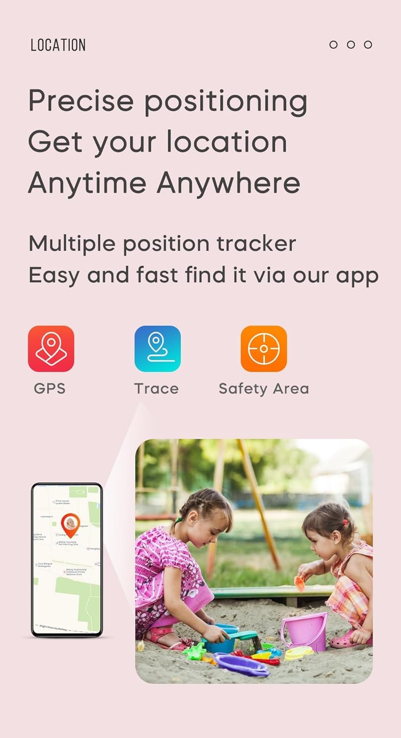 Fitome 4G Reloj Inteligente Niños, Smartwatch Niños con Seguimiento y Videollamadas, GPS, SOS, Cámaras, Despertadores, Podómetros, Relojes Inteligentes Niñas de 4 a 12 Años,Rosa