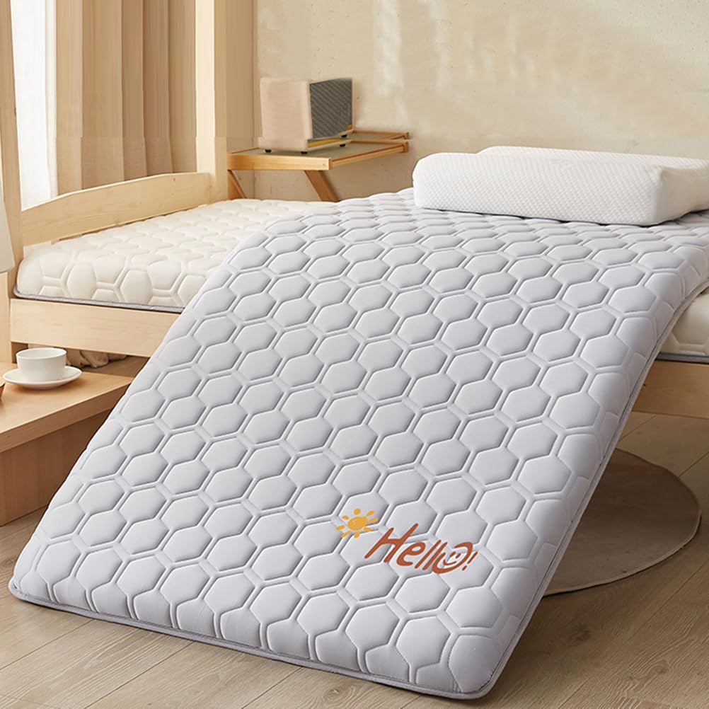 Gray,150 * 200 * 4cm, Latex Futon Mattress Topper Thicken 4Cm/9Cm Japanese Floor Mattress Quilted Bed Mattress Topper Tatami Pad Sleeping Mattress Pad Portable Roll Up Camping Mattress
