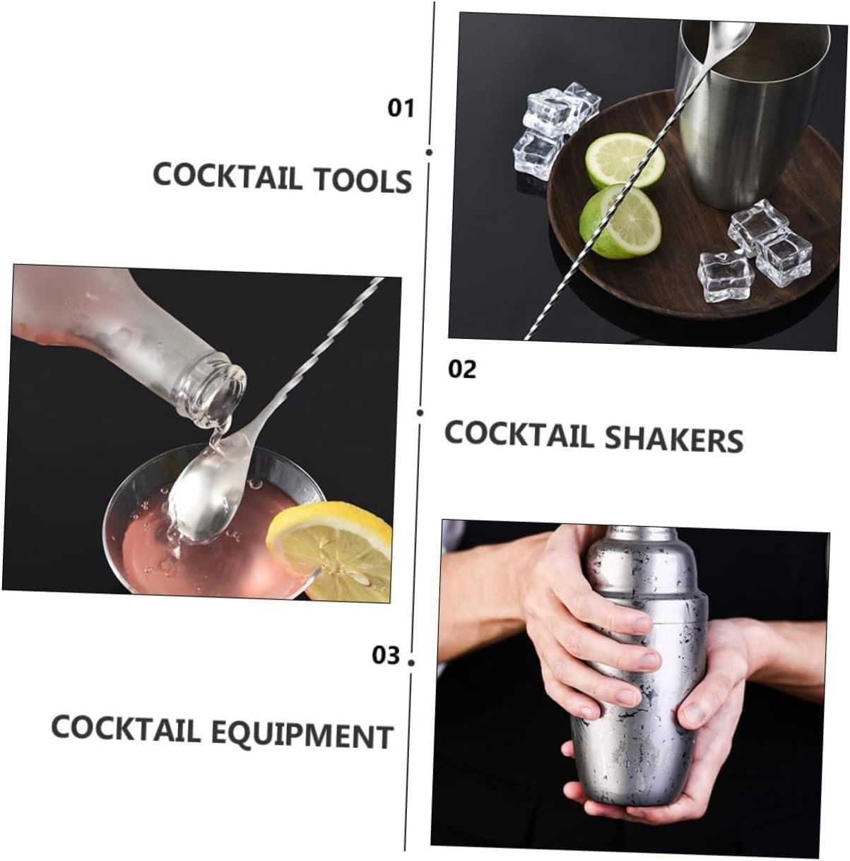 Juego de Coctelera Kit de Coctelería Kit De Coctelera De 12 Uds., Herramienta Ba De Acero Inoxidable, Kit De Barman, Kit De Batende Para Principiantes, Vertedor De Cóctel Coctelera para Cócteles Cocte