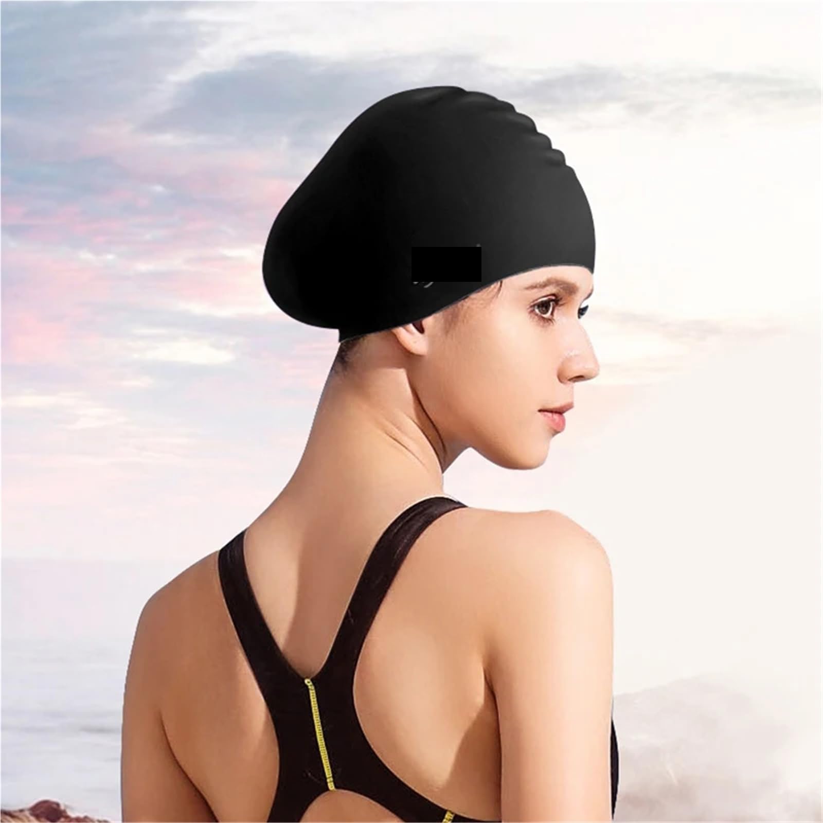 1 pz elastico in silicone cappello da nuoto in gomma impermeabile proteggere le orecchie capelli lunghi sport piscina cappello cuffia da nuoto pura