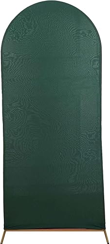 Vista 214 de Efavormart - Marco de fondo redondo de elastano de 7 pies, cubierta de arco de boda de 2 lados Blanco