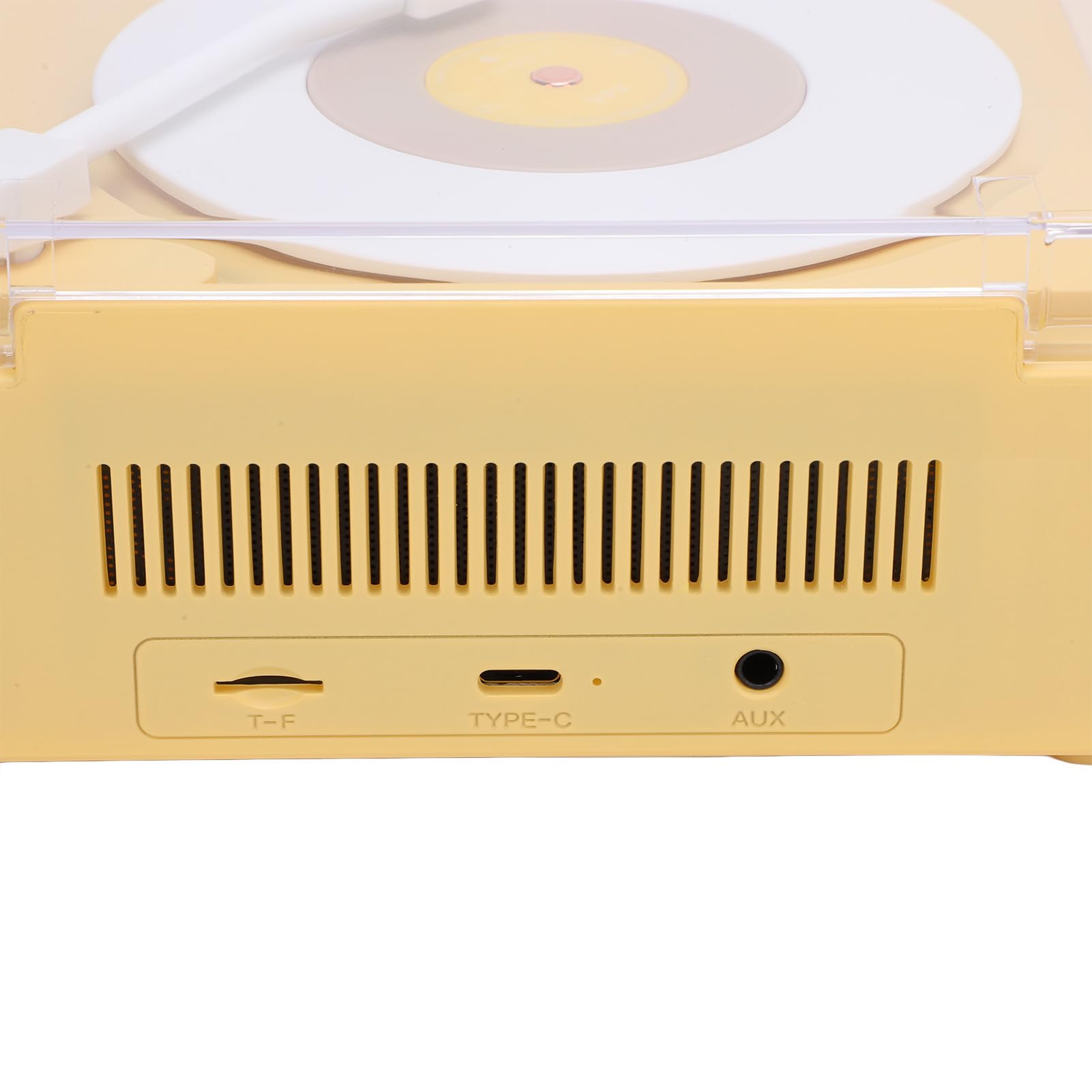 SIXRUN Altavoz Bluetooth con Tocadiscos, Altavoz Inalámbrico ABS con Reloj Despertador, Batería Integrada de 1200 MAh, Compacto de 15,5 X 6 X 13 Cm para el Hogar, Dormitorio, Escritorio, Oficina