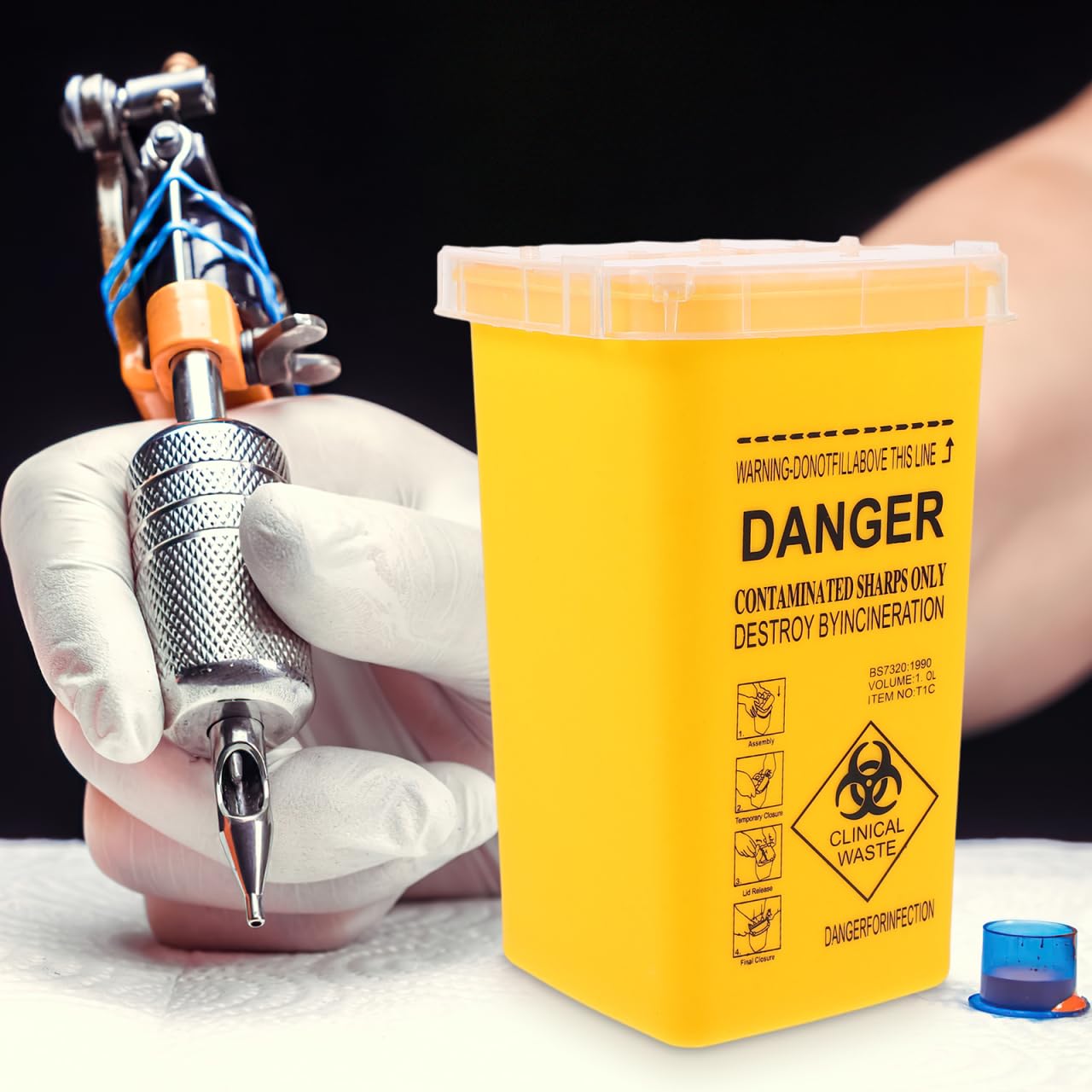 Serbatoio di scarico per cannule Medibox 1 litro giallo 5 pezzi
