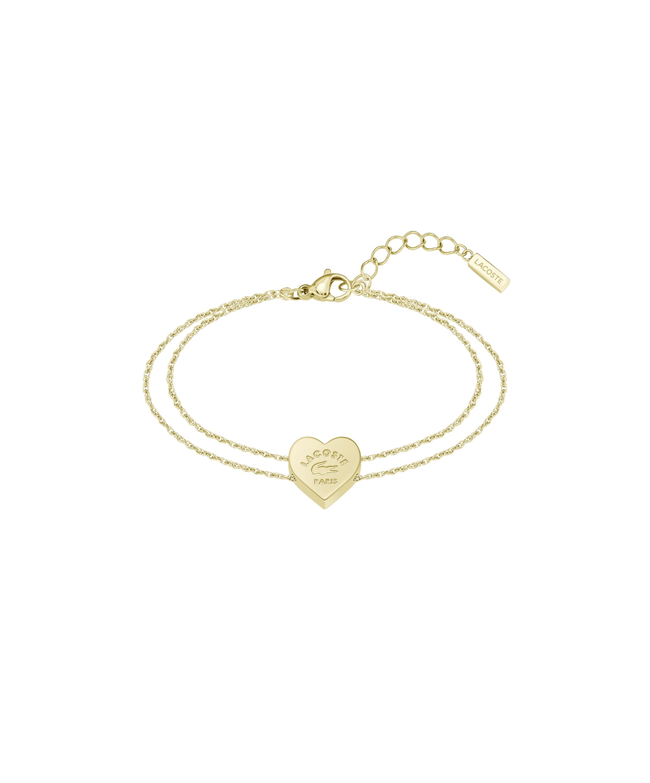 Lacoste Women's LOVE MY CROC Collection Chain Bracelet in Yellow Gold with a Heart Charm - 2040400