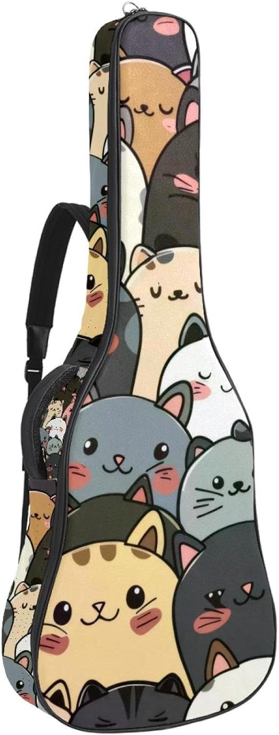 Acoustic Guitar Bag, 40 41 42 Inch Guitar Case Cover Soft Guitar Gig Bag for Acoustic Electric Bass Classical Guitar, Kawaii Cute Cats Cartoon Animals