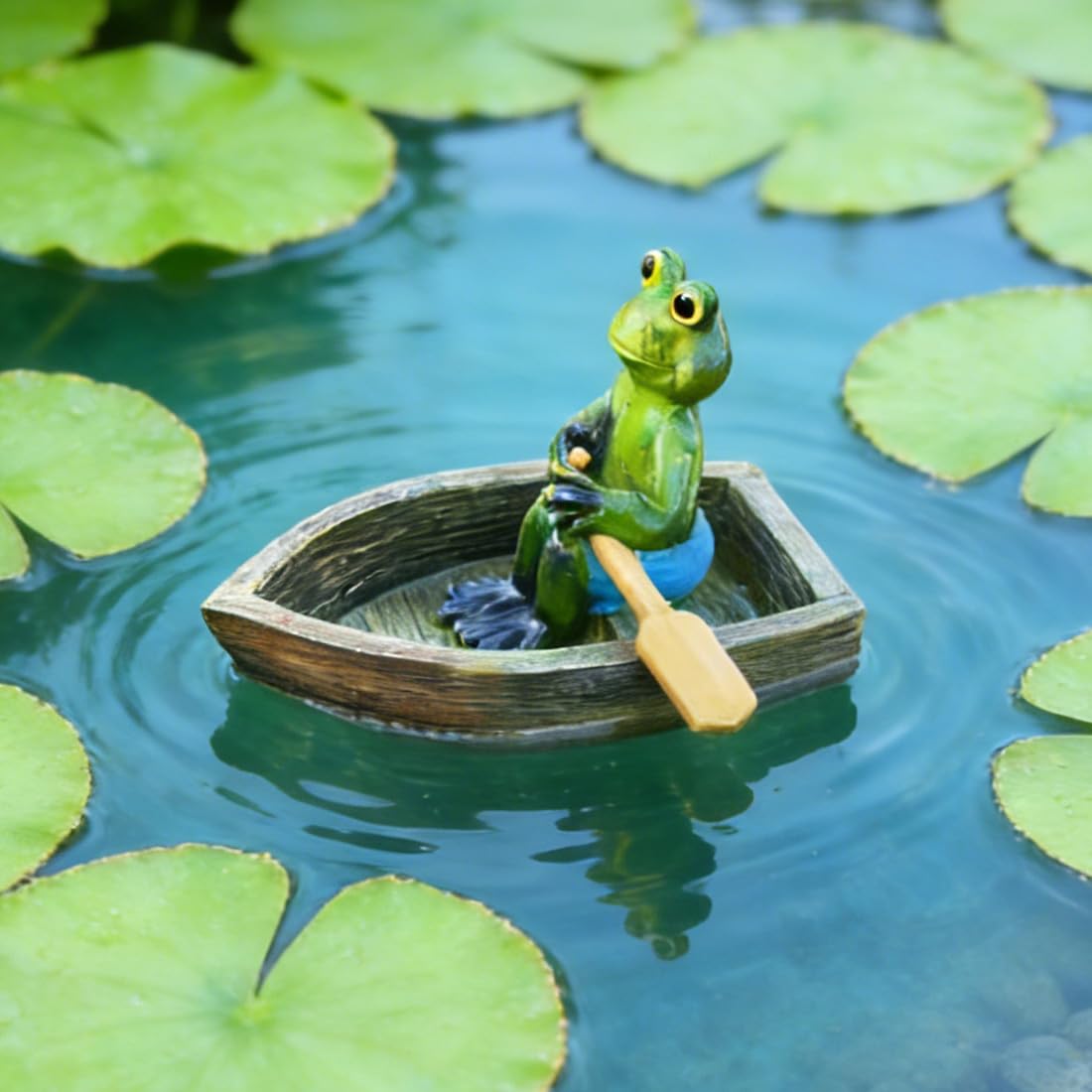 Wrqioo Green Frog Pond Ornaments, 15Cm Floating Pond Decoration Outdoor, Animal Garden Ornaments Outdoor For Fish Tank Garden Swimming Pool Patio Yard Fence Po-Nd