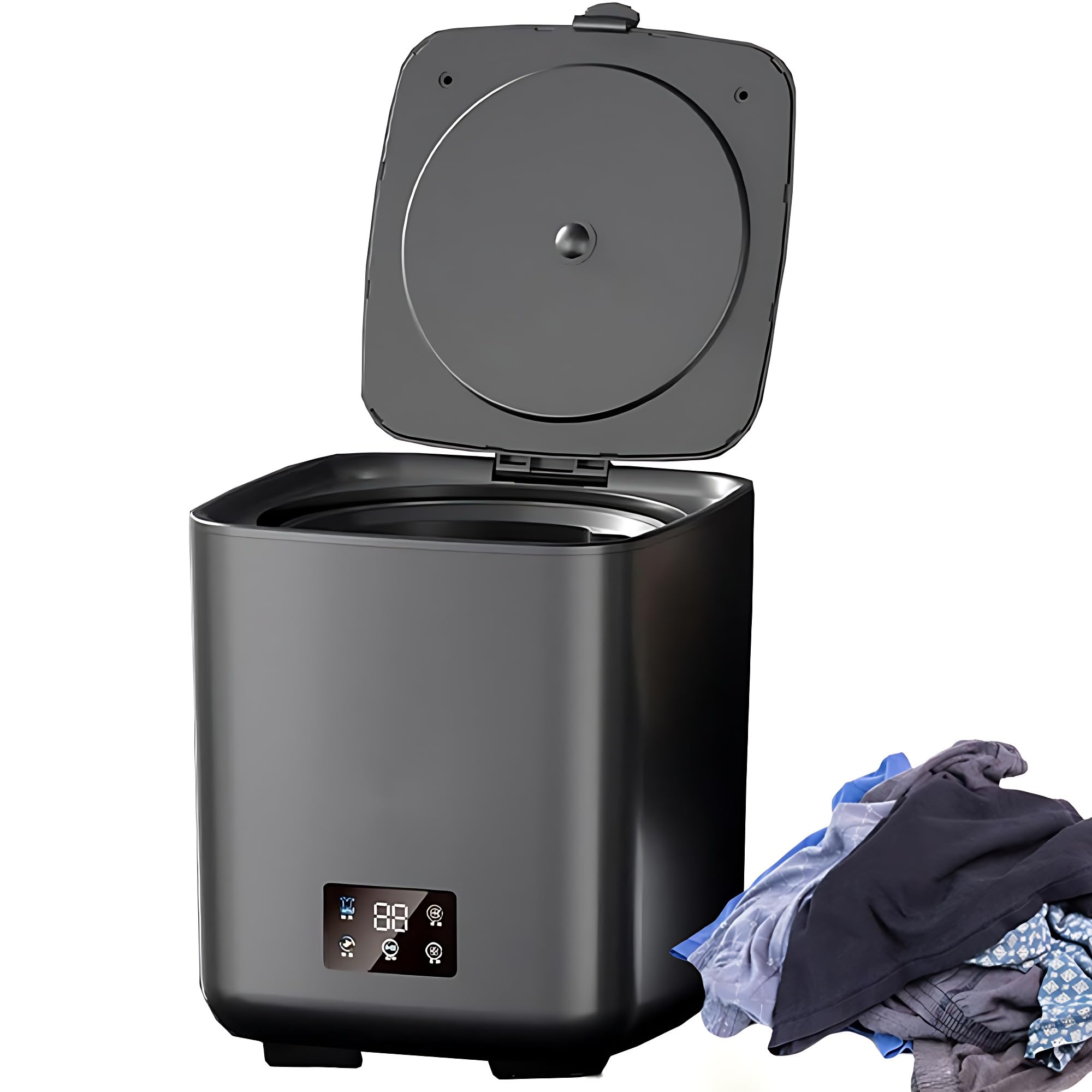 Przenośna w pełni automatyczna pralka, 10 l mini myjka 4 w 1 z rurą odpływową, inteligentne czyszczenie, 4 regulacja prędkości, sterowanie dotykowe LCD do podróży i domu