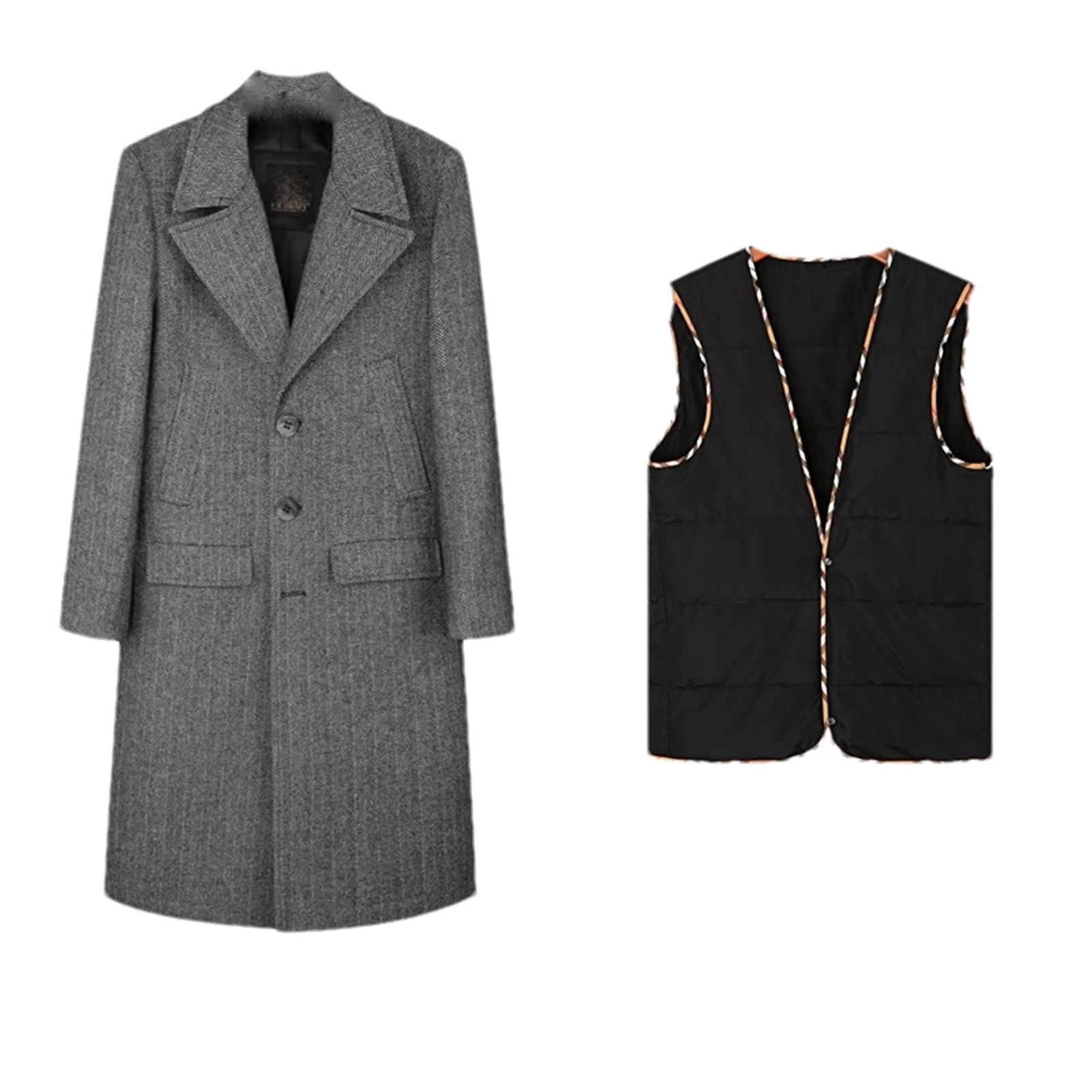 Classico Cappotto Di Lana A Spina Di Pesce Singolo Petto Addensato E Staccabile Piumino Casual Cappotto Di Lana Uomini