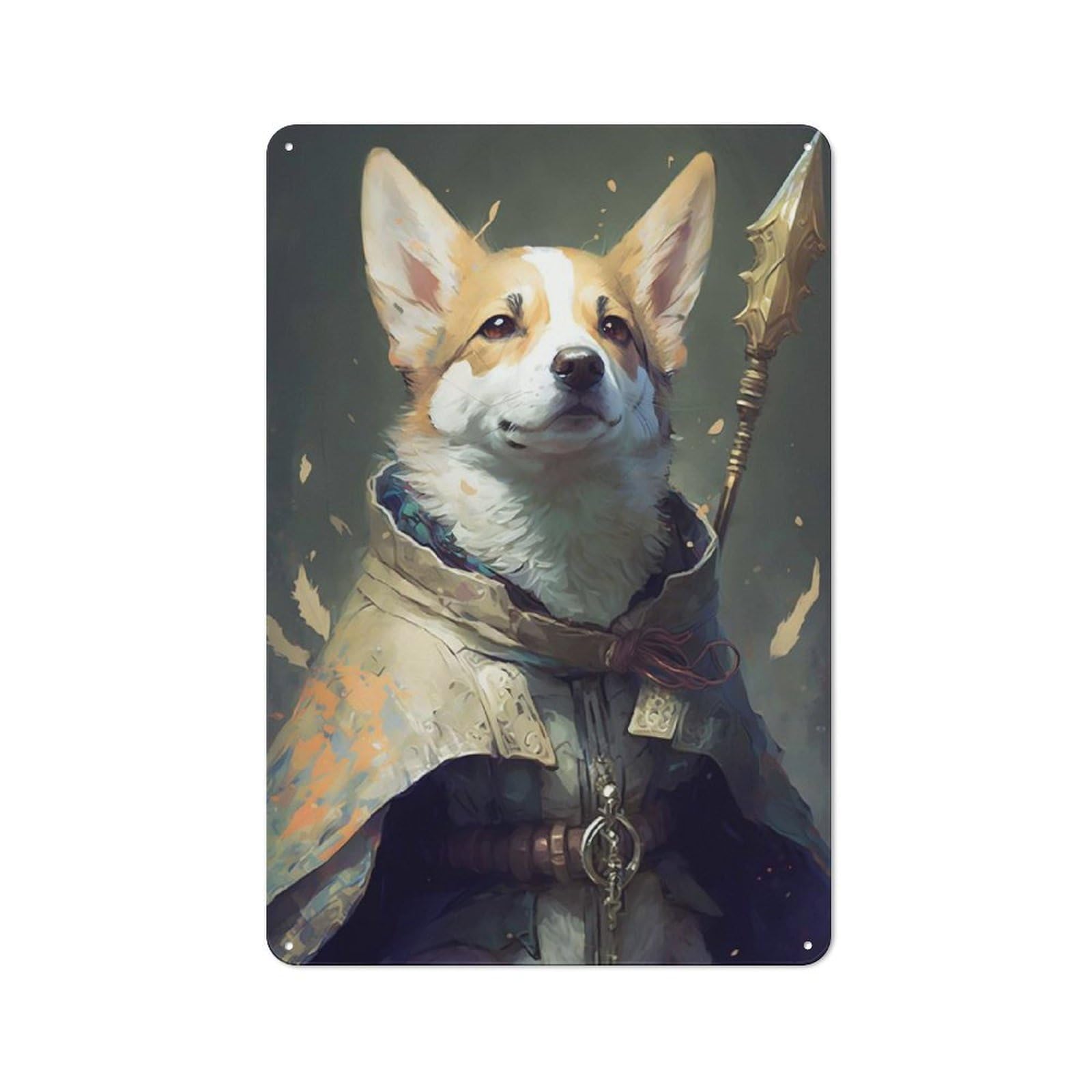 Junmoney Corgi The Wizard 30X20cm Retro Metal Plaque With For Kitchen Or Home Bar, For Garage, Workshop And Man Cave Decoration