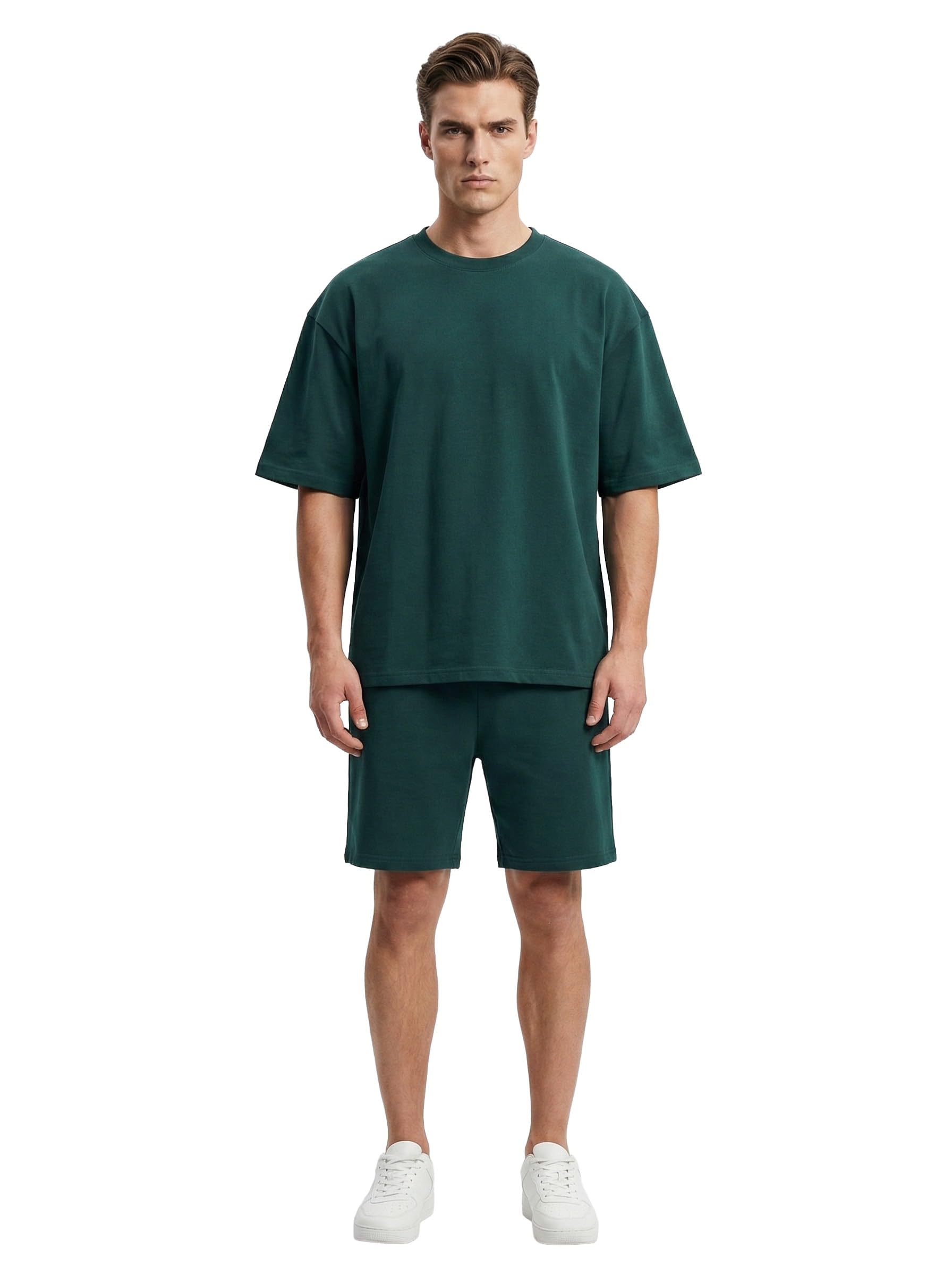 Kvetoo Summer Cotton Coord Set For Men Oversize Tshirt With Shorts Set-picture-12