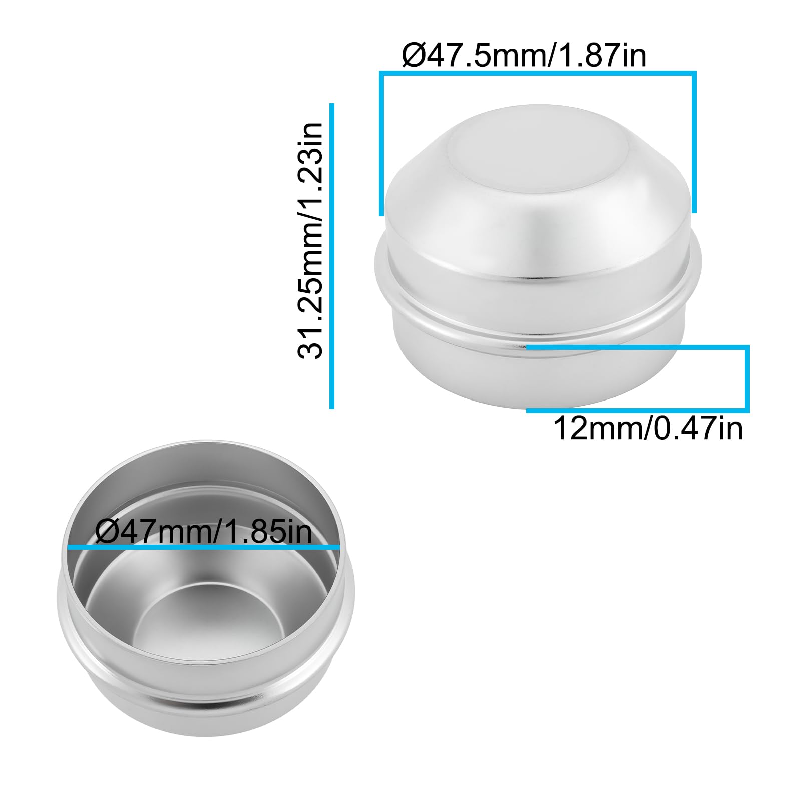 VGOL Lot De 4 Cache-moyeux De Roue De Remorque 47 Mm