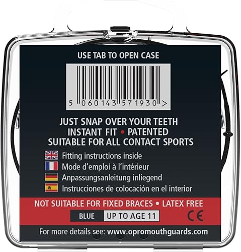 Miniatura 7 de OPRO Snap-Fit + Strap - Protector bucal deportivo para adultos y jóvenes, protector bucal para fútbol, hockey, lacrosse, rugby, artes marciales