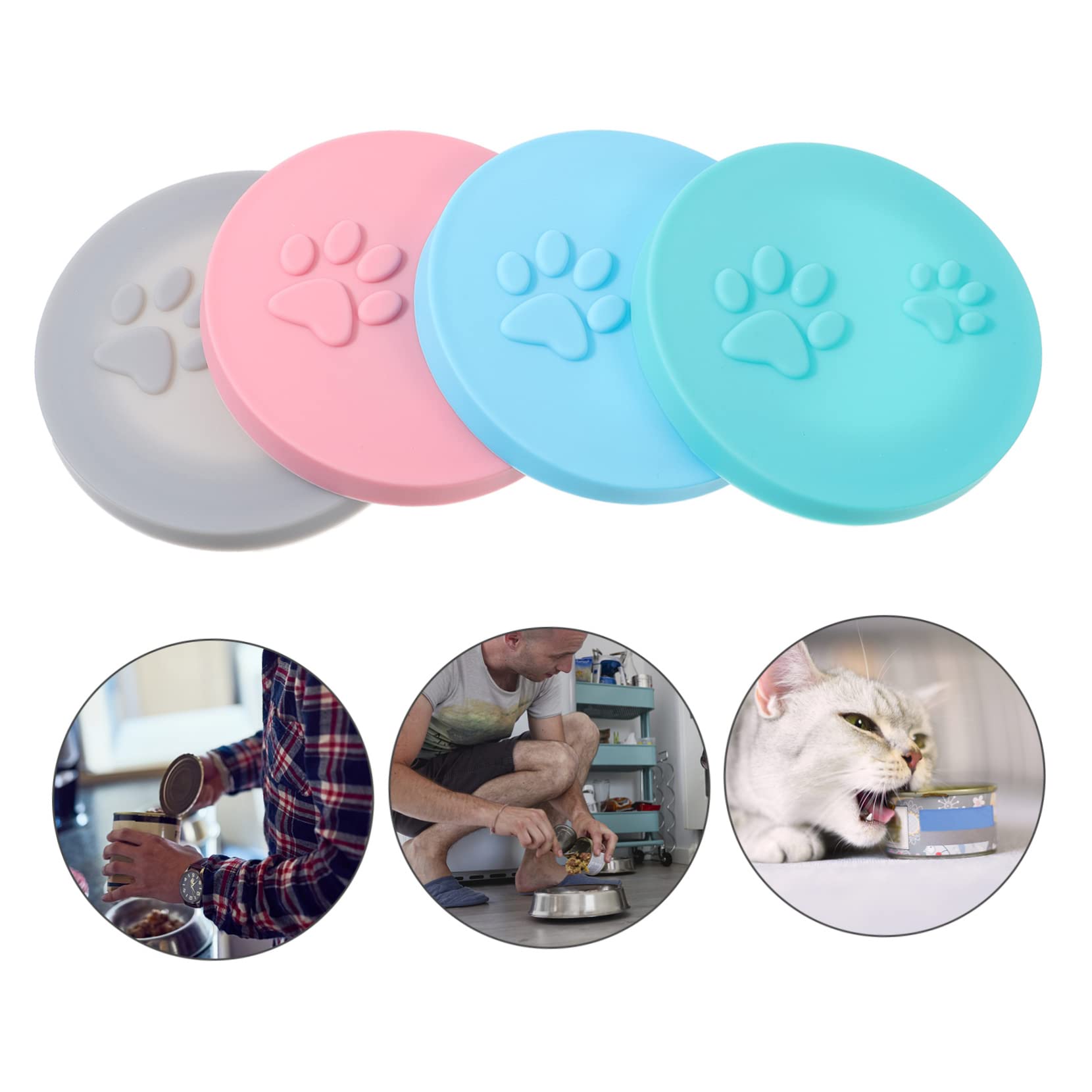 GRIRIW 4pcs Dog Cat Food Can Lids Silicone Sealing Caps for Fresh Pet Food Storage