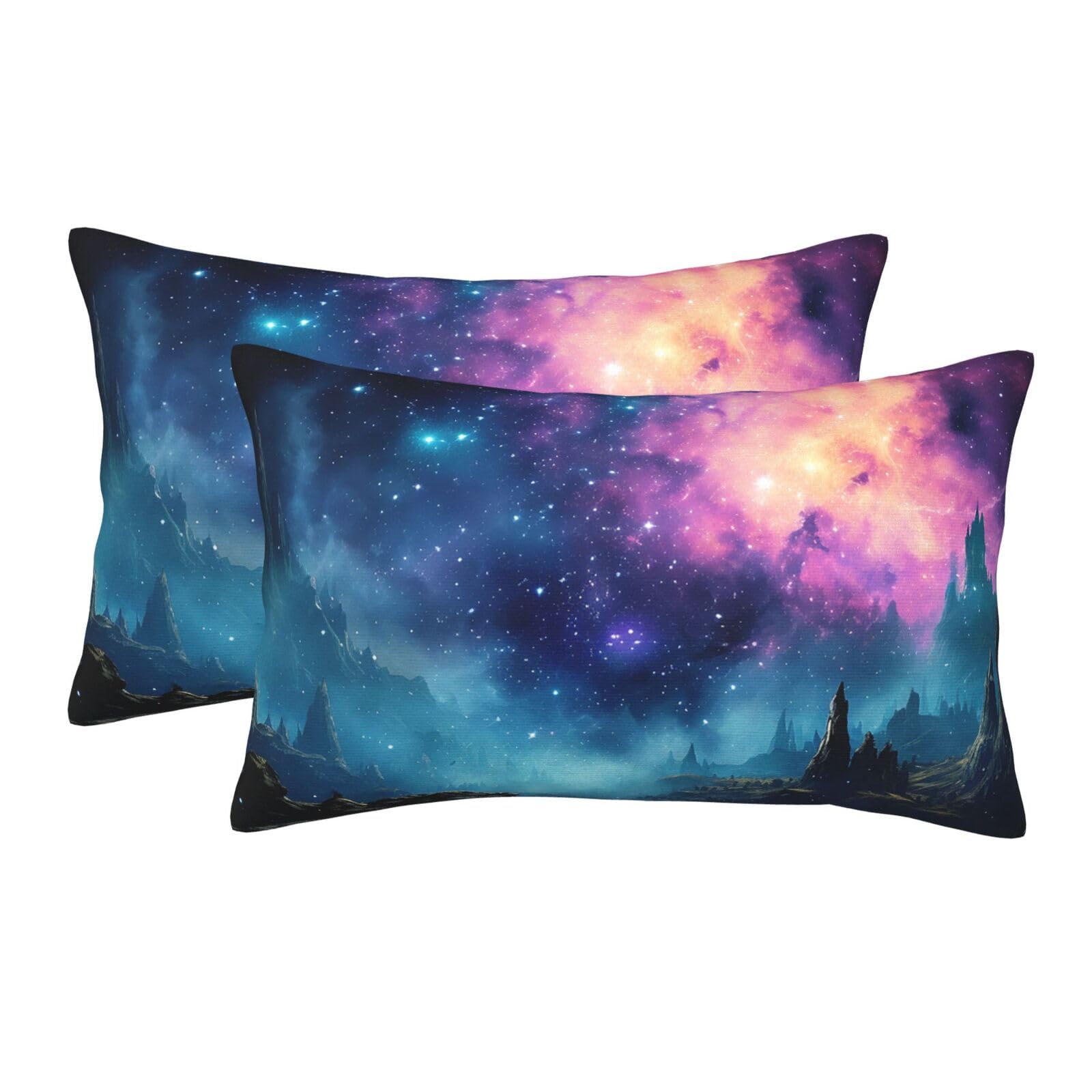 2 Pack Pillow Cases with Hidden Zipper, Soft Breathable Pillow Covers for Hair and Skin, Cool Star River Pillowcases 16"x24" Bed Pillow Protectors Cover for Sleeping Gifts