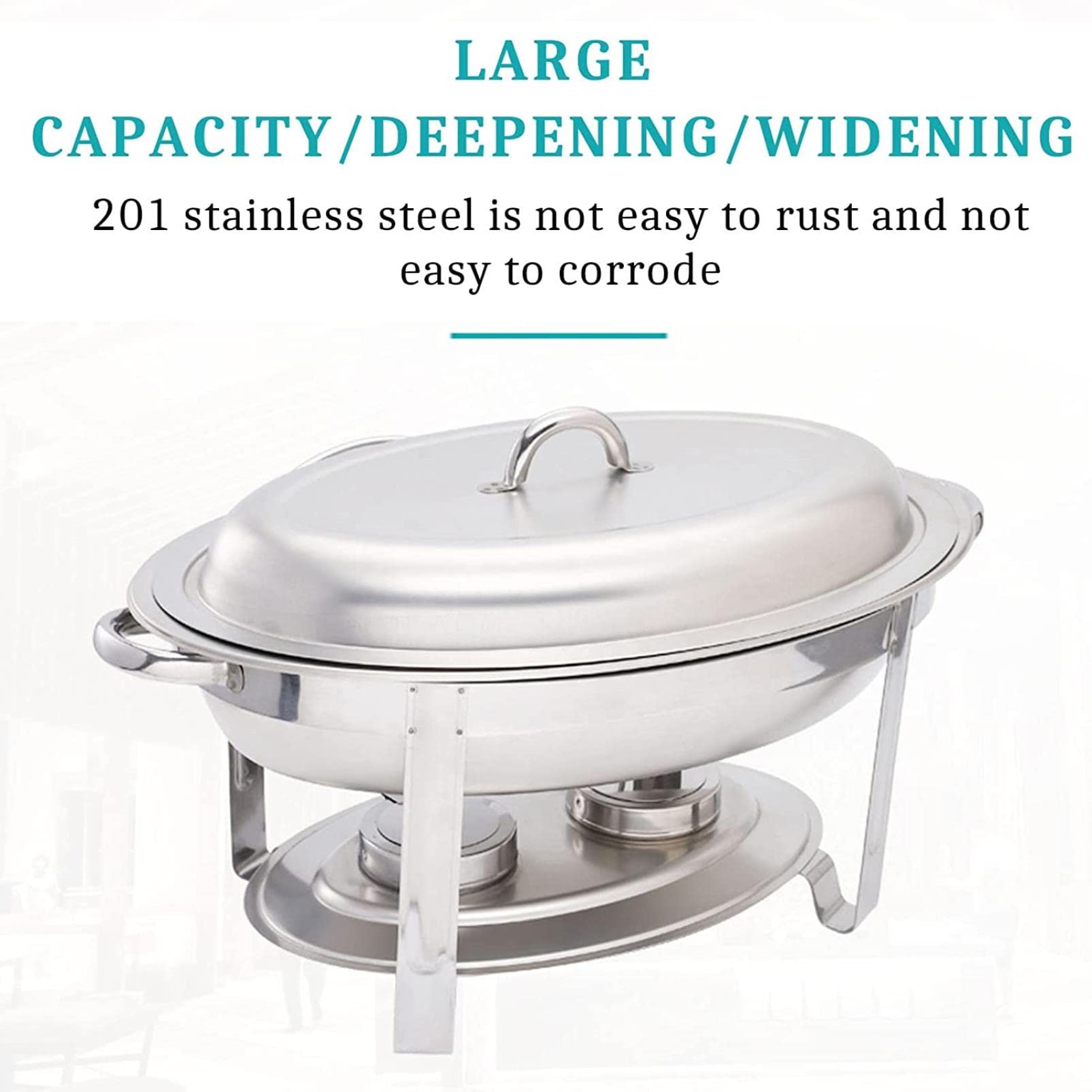 Chafing Dish in acciaio inossidabile, 5,5 l - Set per buffet e scaldavivande per catering per feste con porta-combustibile, coperchio e teglia per alimenti - Ideale per eventi - Disponibili confezio