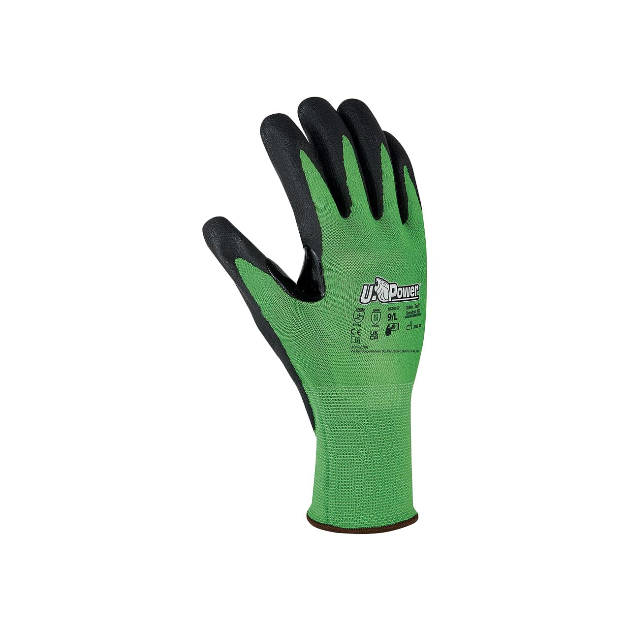 U-Power Kalix - Guantes de trabajo de protección de seguridad de poliéster y spandex, revestimiento de nitrilo reciclados, resistencia a la abrasión, protección de riesgos mecánicos térmicos, color