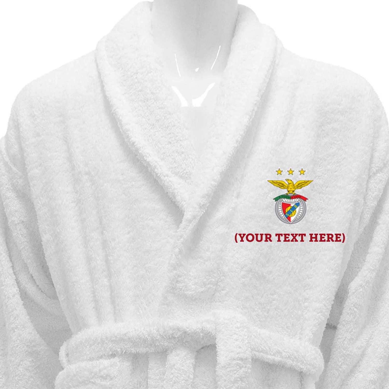 BGEUROPE SL Benfica Albornoz Blanco Personalizado - Benfica Stars (Size L, Logo + Nombre (Delante))