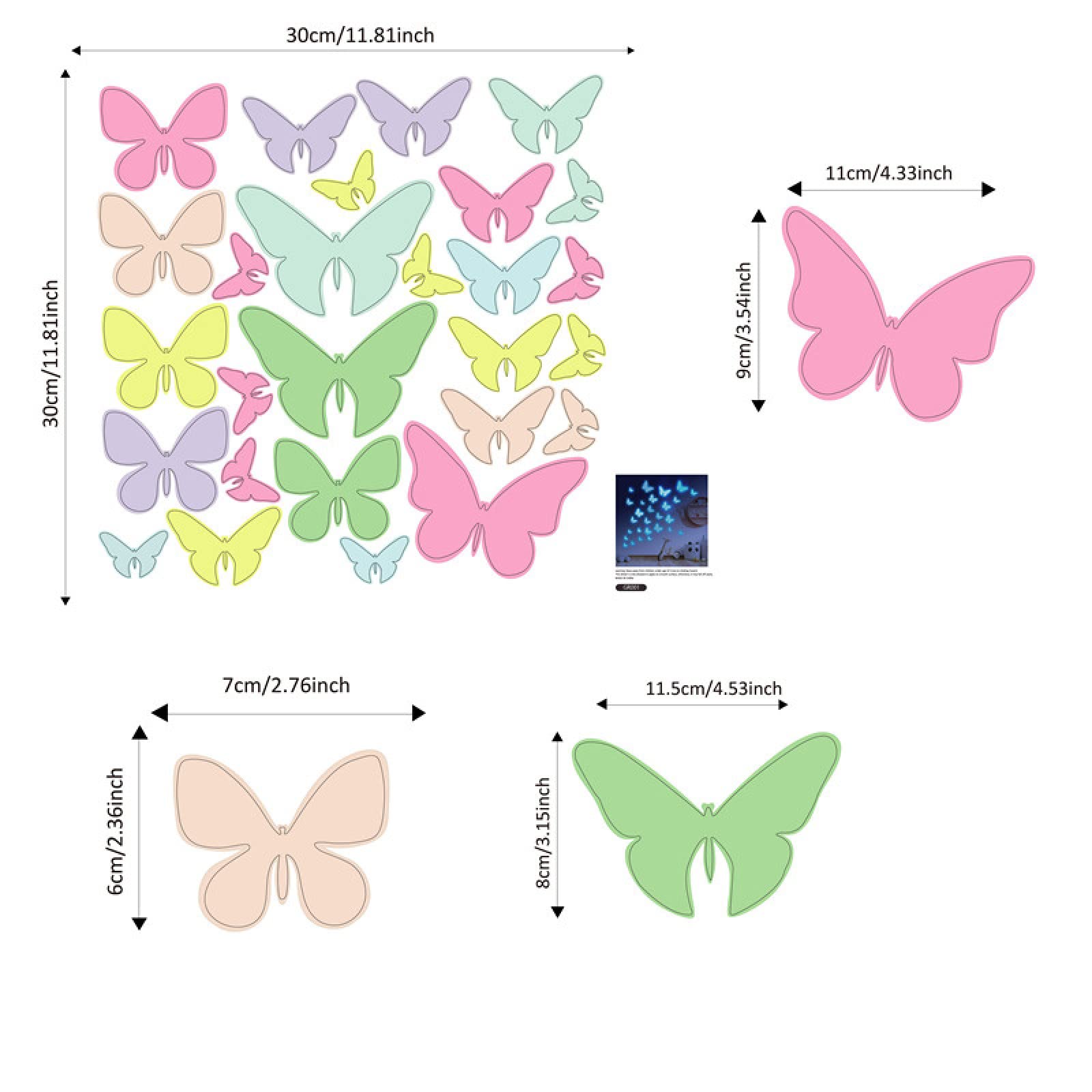 Adesivi Murali Farfalla Viola Verde Adesivi da Parete Stelle Fluorescenti Adesive Soffitto Adesivi Murali Bambini Stelline Luminose per Cameretta Soggiorno Decorazioni 4 Pezzi