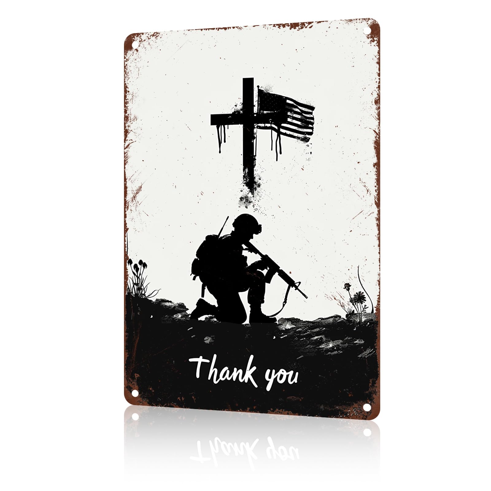 Anceky Veteran Soldier Tin Signs Retro Metal Sign Aluminum Sign Wall Decor for Garage Coffee Bar Pub Living Room Home 12×8 Inch