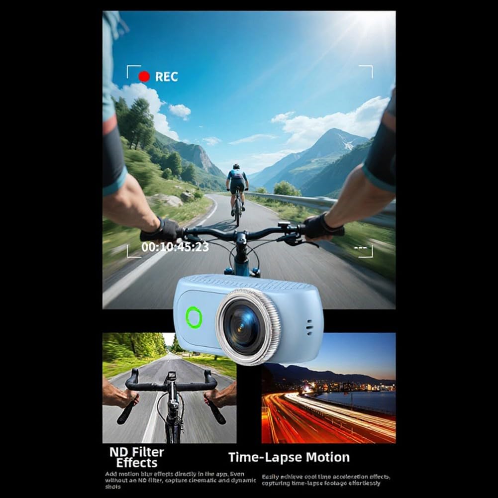 Per Action Camera Panoramica Compatta con Anti-Shake, Supporto Magnetico WiFi Outdoor Ciclismo e Avventure, Bianco Arancione