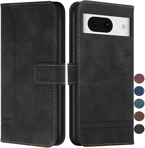 Miniatura 1 de COTDINFOR Funda tipo cartera para Google Pixel 8, Google Pixel 8 con tarjetero de cuero con función atril magnética de protección completa para