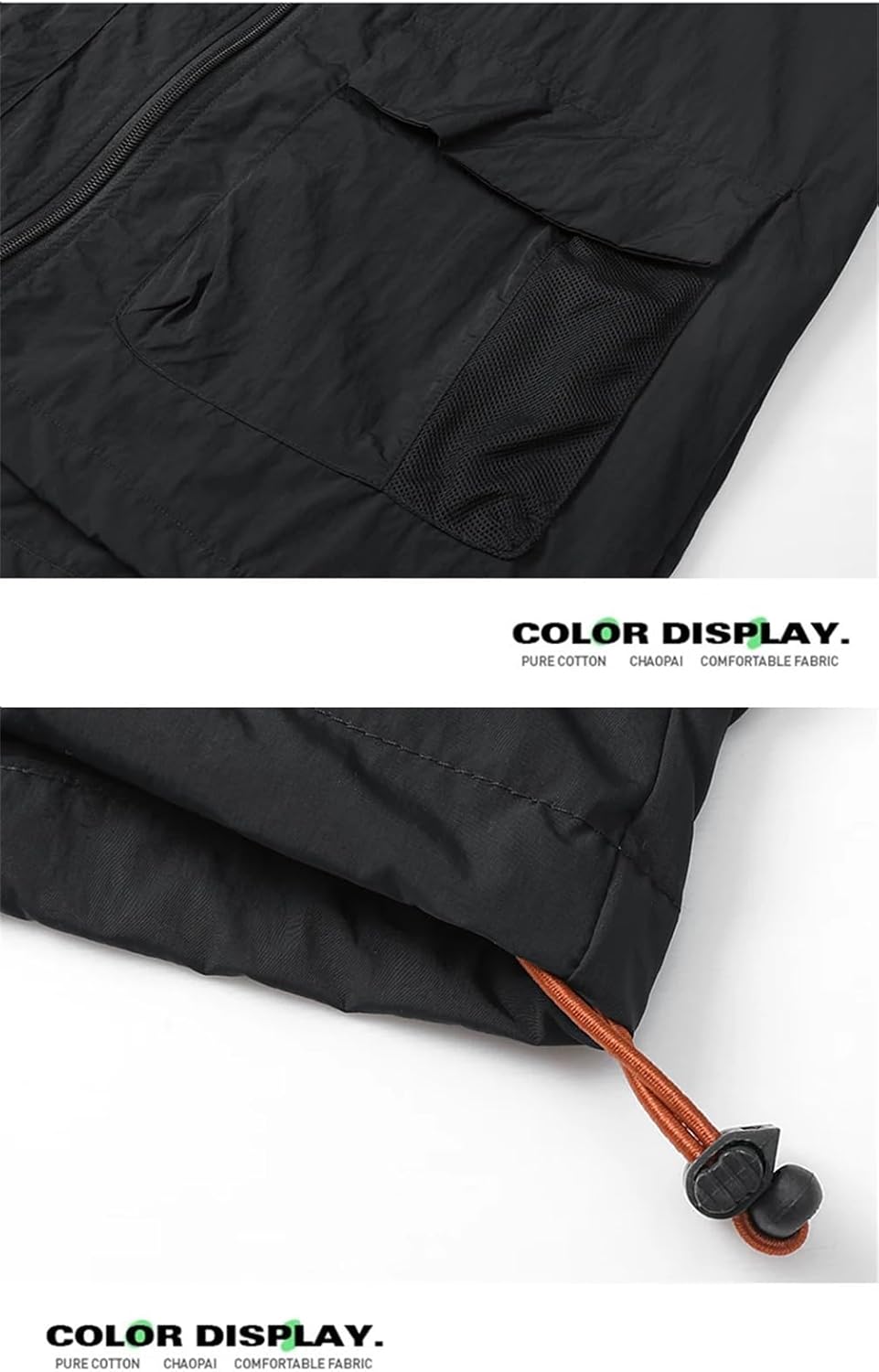 Men's Hooded Jacket Lightweight Outdoor Windbreaker Quick Dry Coat Hiking Running Travel Beach Jacket