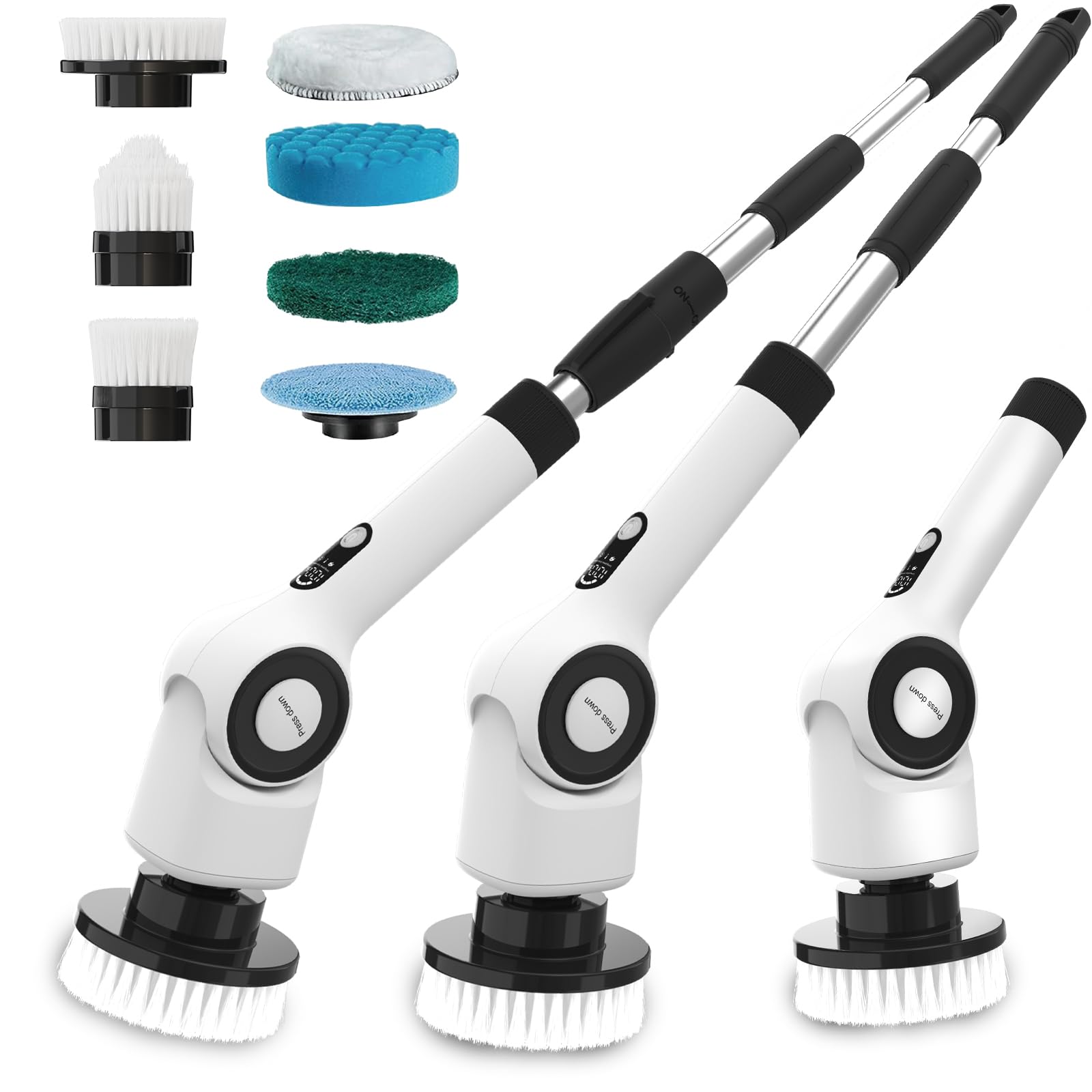 Electric Spin Scrubber Cordless Cleaning Brush with 8 Replaceable Brush Heads 360 Power Scrubber for Tub and Floor