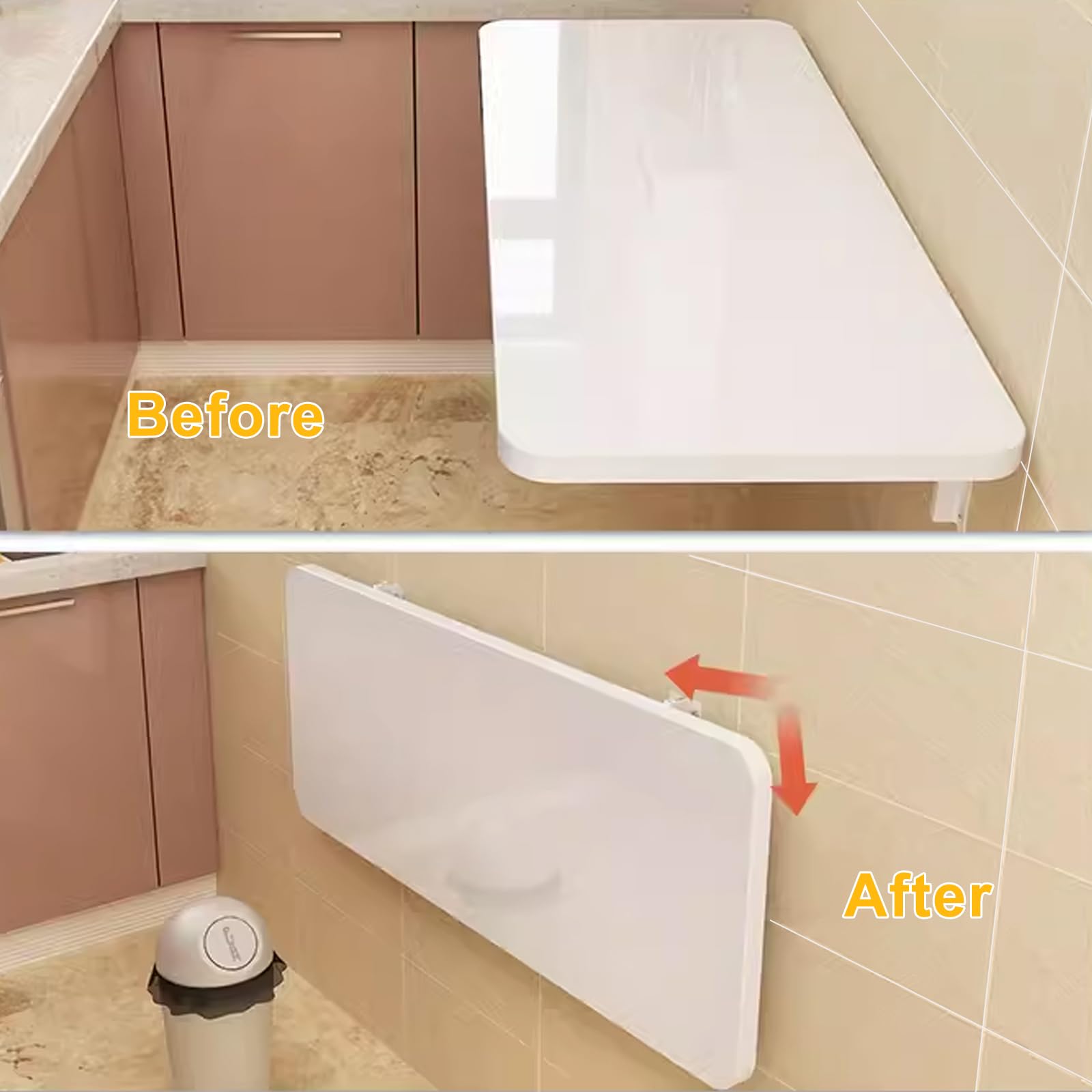 Mesa plegable de pared de 120 x 30 cm para cocina, mesa de comedor que ahorra espacio, con estante blanco resistente, ideal para espacios pequeños y oficina en casa