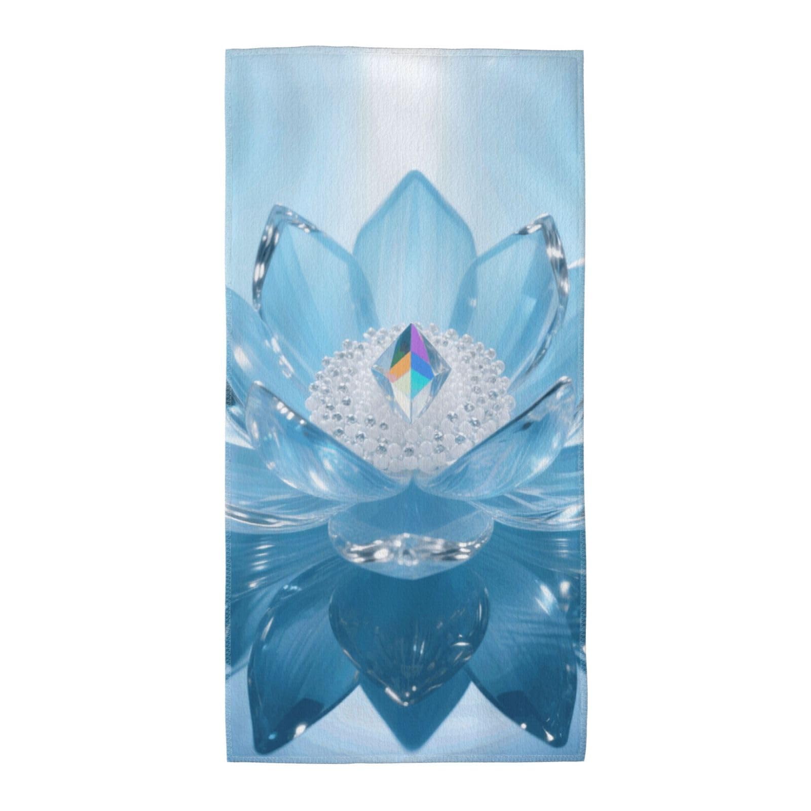 FekiLoot Absorbent Hand Towels 13.8"X27.5" Decorative Bathroom Towel Soft Microfiber Face Towel Lotus Flower Dish Kitchen Towels for Bathroom Kitchen Hotel Spa Bath Towels
