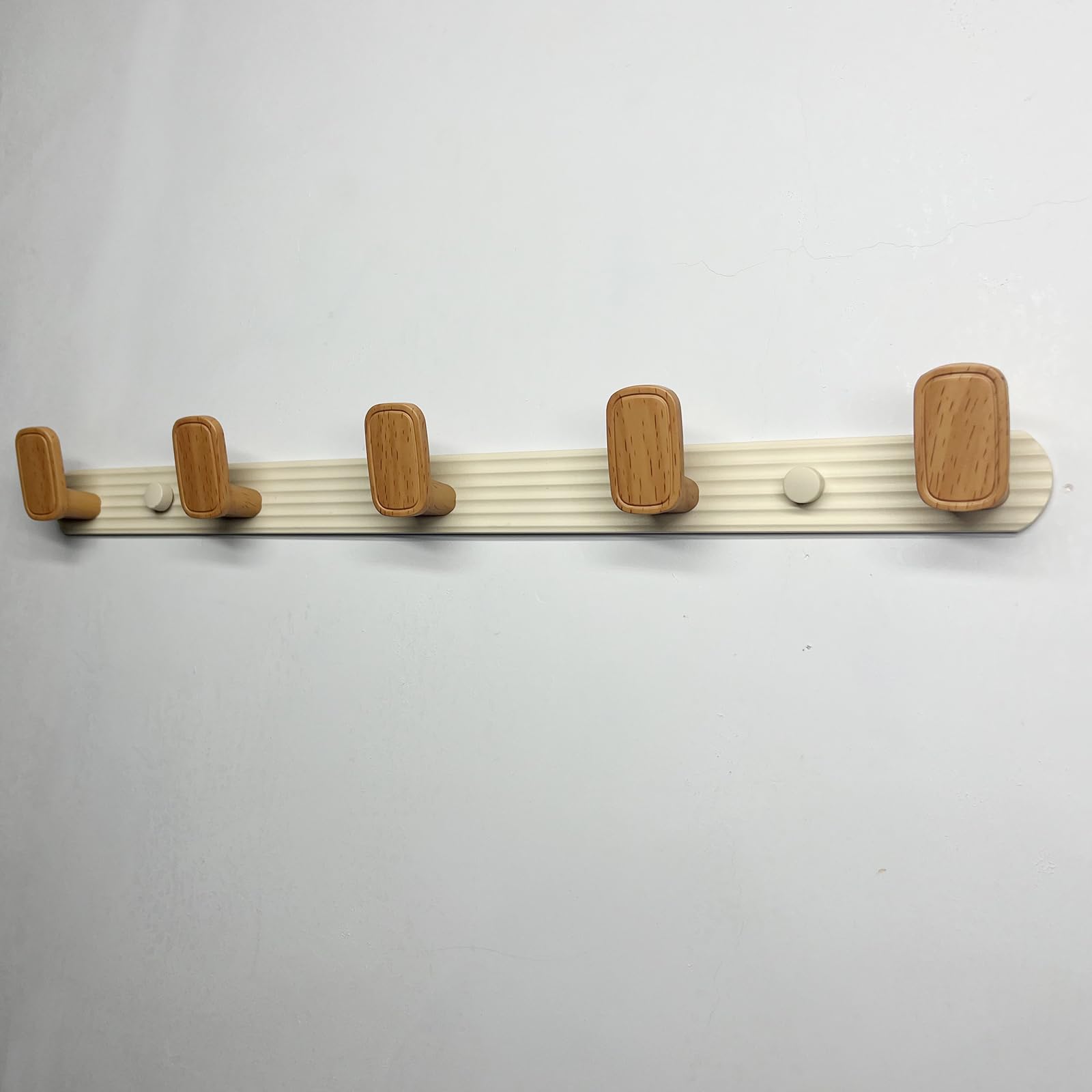 Kolovbe Coat Rack Wall Mount Hooks Wood Coat Rack with 5 Hooks Wall Hooks for Hanging Hat Key Bag Towel Wall Mount Coat Holder Towel Hooks for Bathroom Entryway Hallway Bedroom Kitchen Utility Room