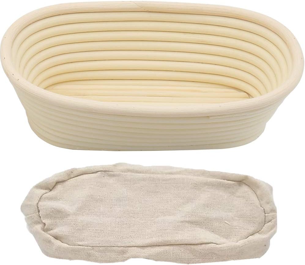 10 Inch Oval Bread Banneton Proofing Basket, Sourdough bread making starter baking tools Baking Bowl Dough, Great gifts for Sourdough Starter and Making Artisan Homemade Bread, NO proofing kit