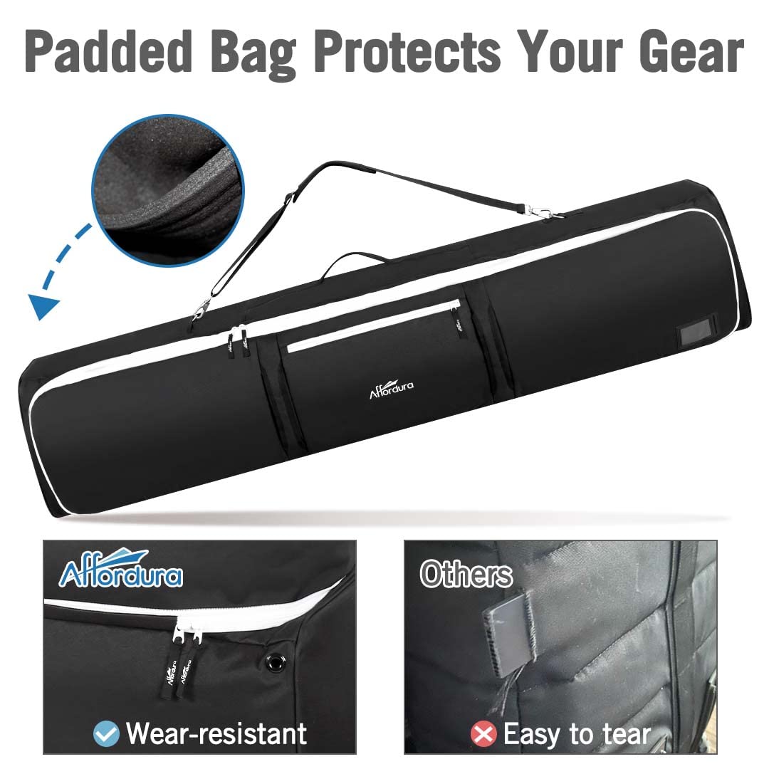 Affordura Snowboard Bag Fits 2Piece Ski and Boot Bag Padded Ski Bag