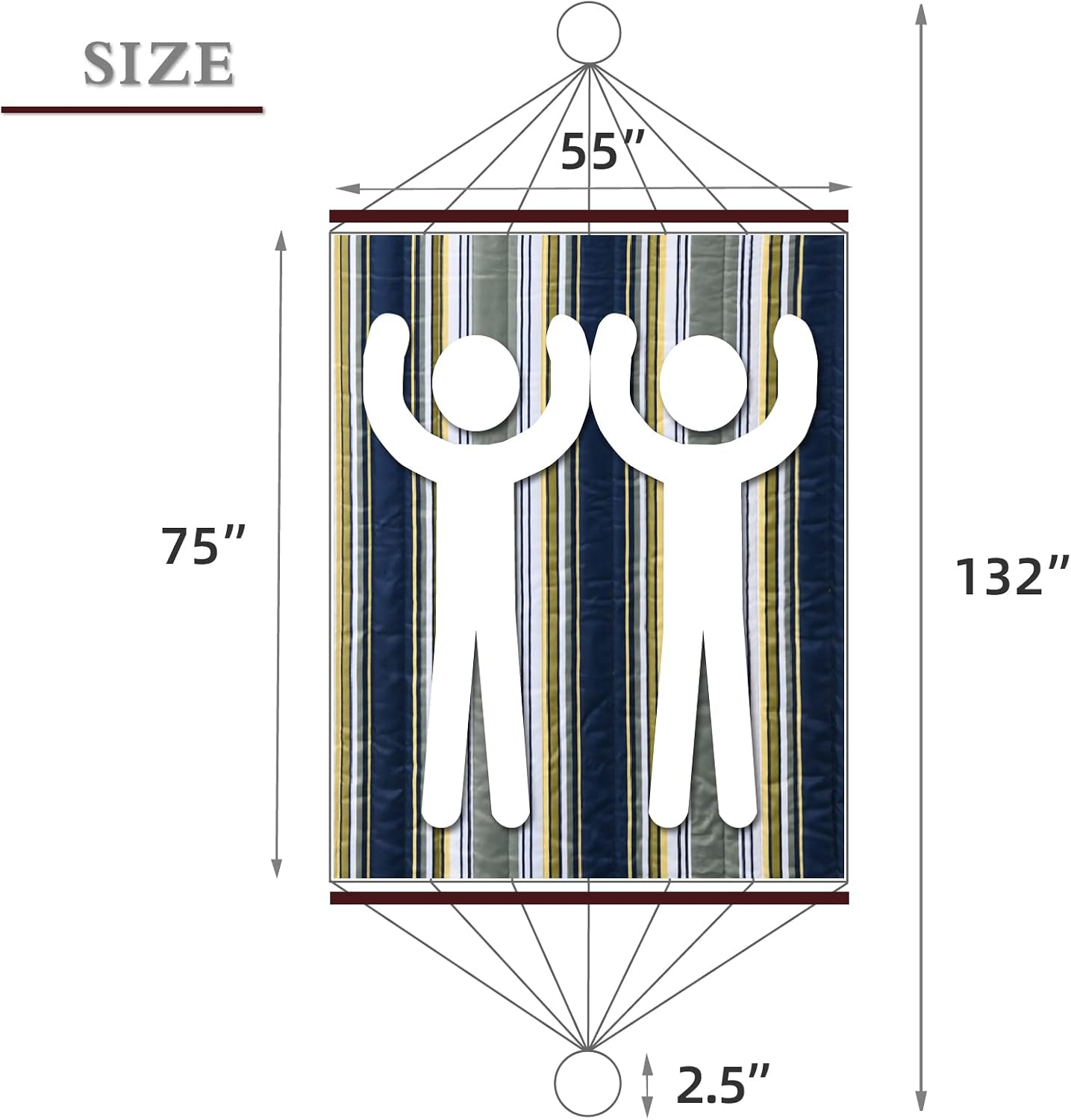 HENG FENG Hammock 11FT Quilted Fabric Double Hammock with Spreader Bar,2 Person Hammock for Outdoor Outside Patio Yard,Max 475lbs Capacit,Blue & Aqua